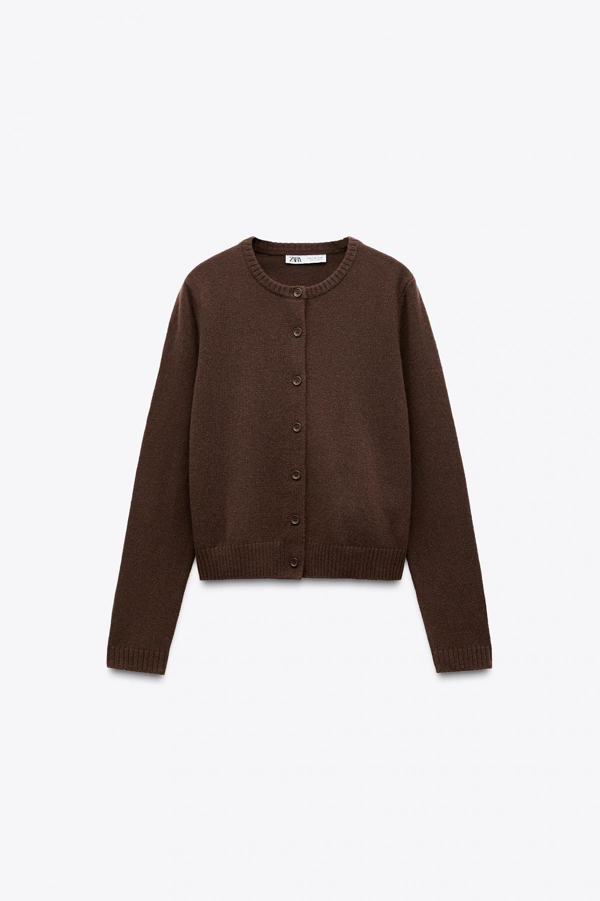 자라 100 울 베이직 카디건 2893/102 BROWN - 메인 이미지
