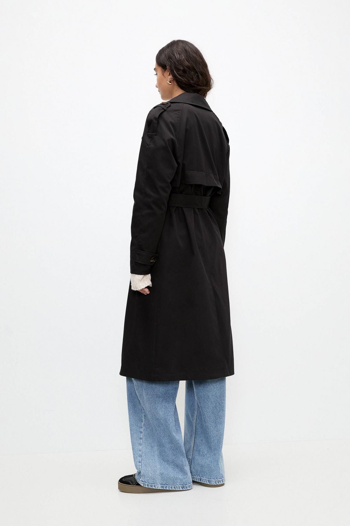 풀앤베어 블랙 클래식 더블버튼 벨티드 트렌치코트 4752/323 BLACK - 상세 이미지 3