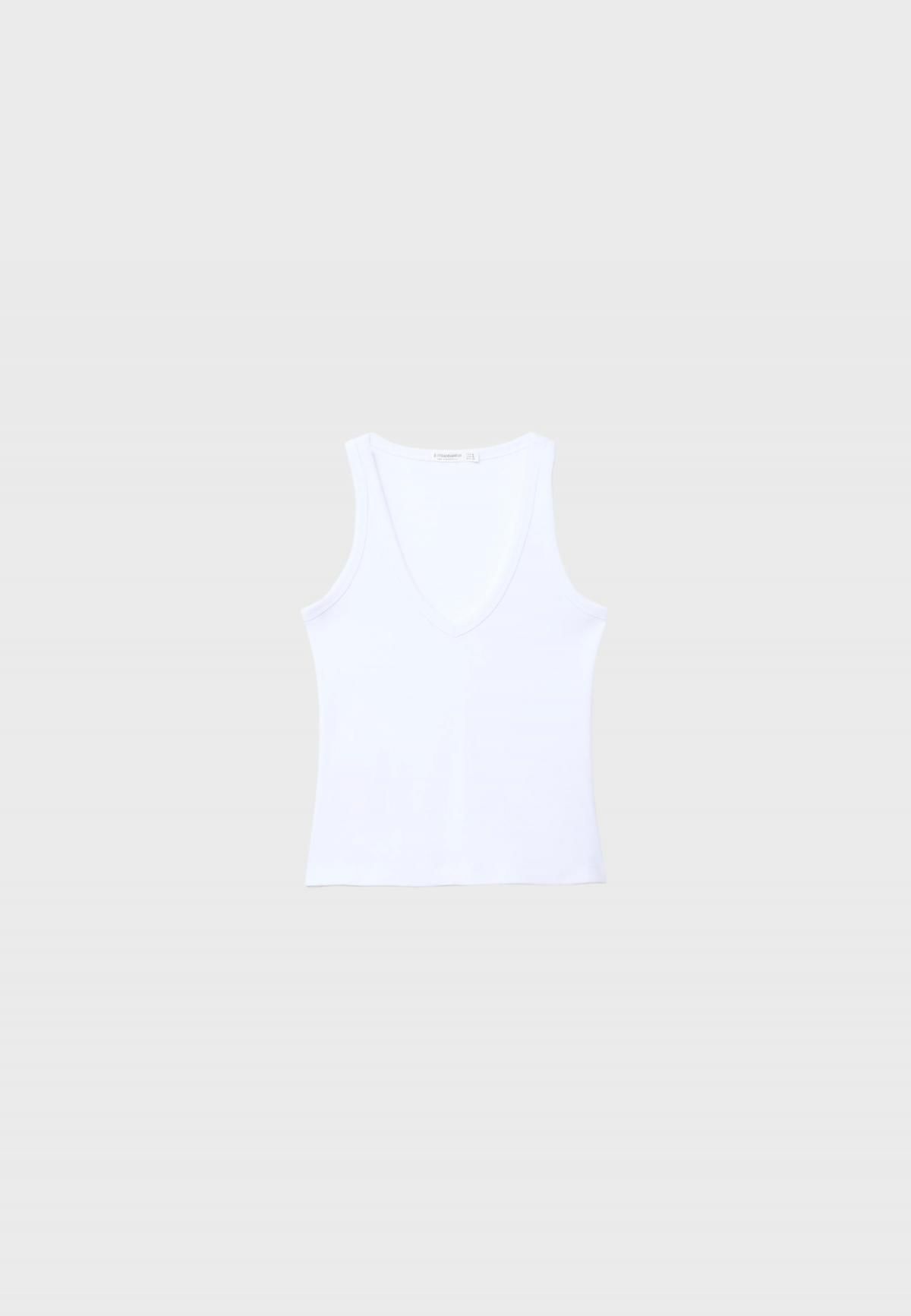 스트라디바리우스 베이직 레이서백 브이넥 민소매 티셔츠 7703/707 WHITE - 메인 이미지