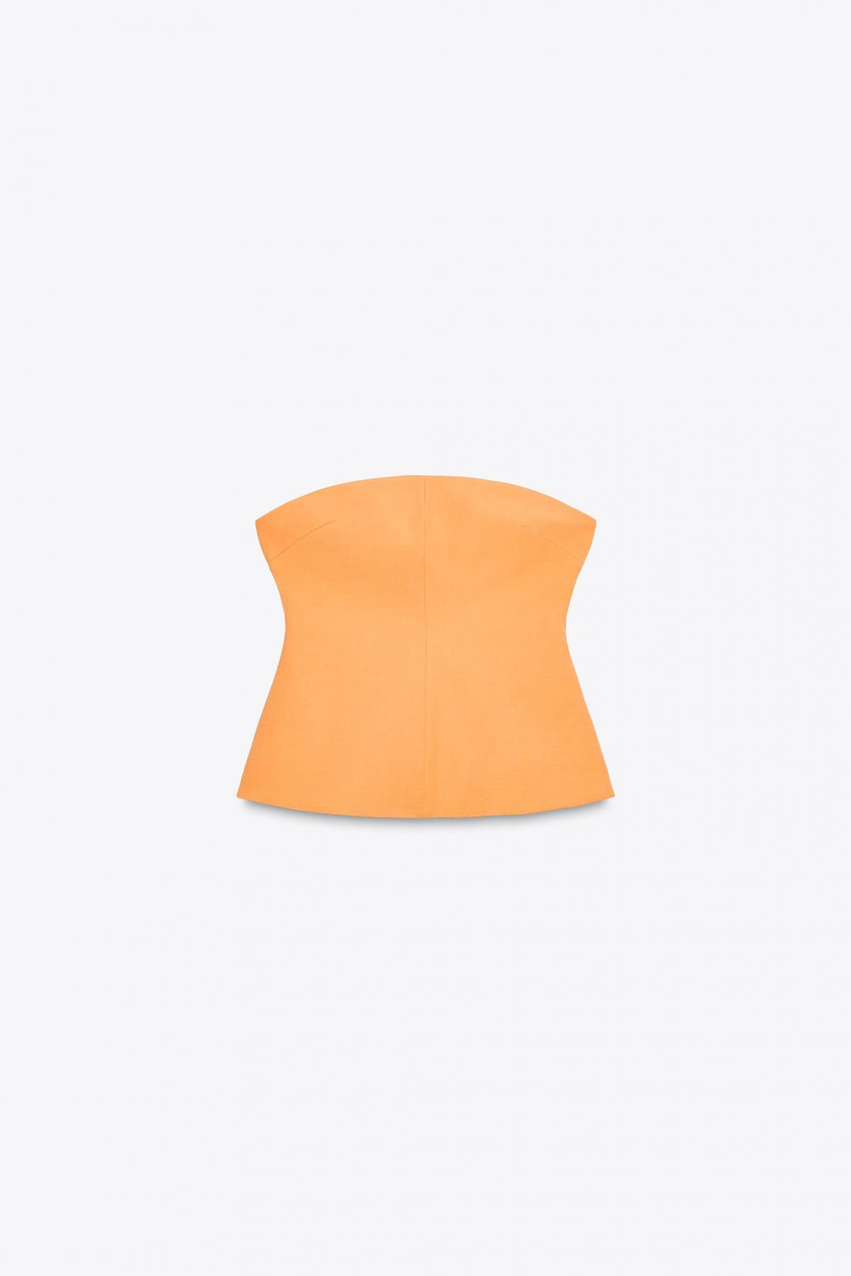 자라 트렌디 오프숄더 스트랩리스 탑 오프닝 디테일 3152/083 TANGERINE - 메인 이미지
