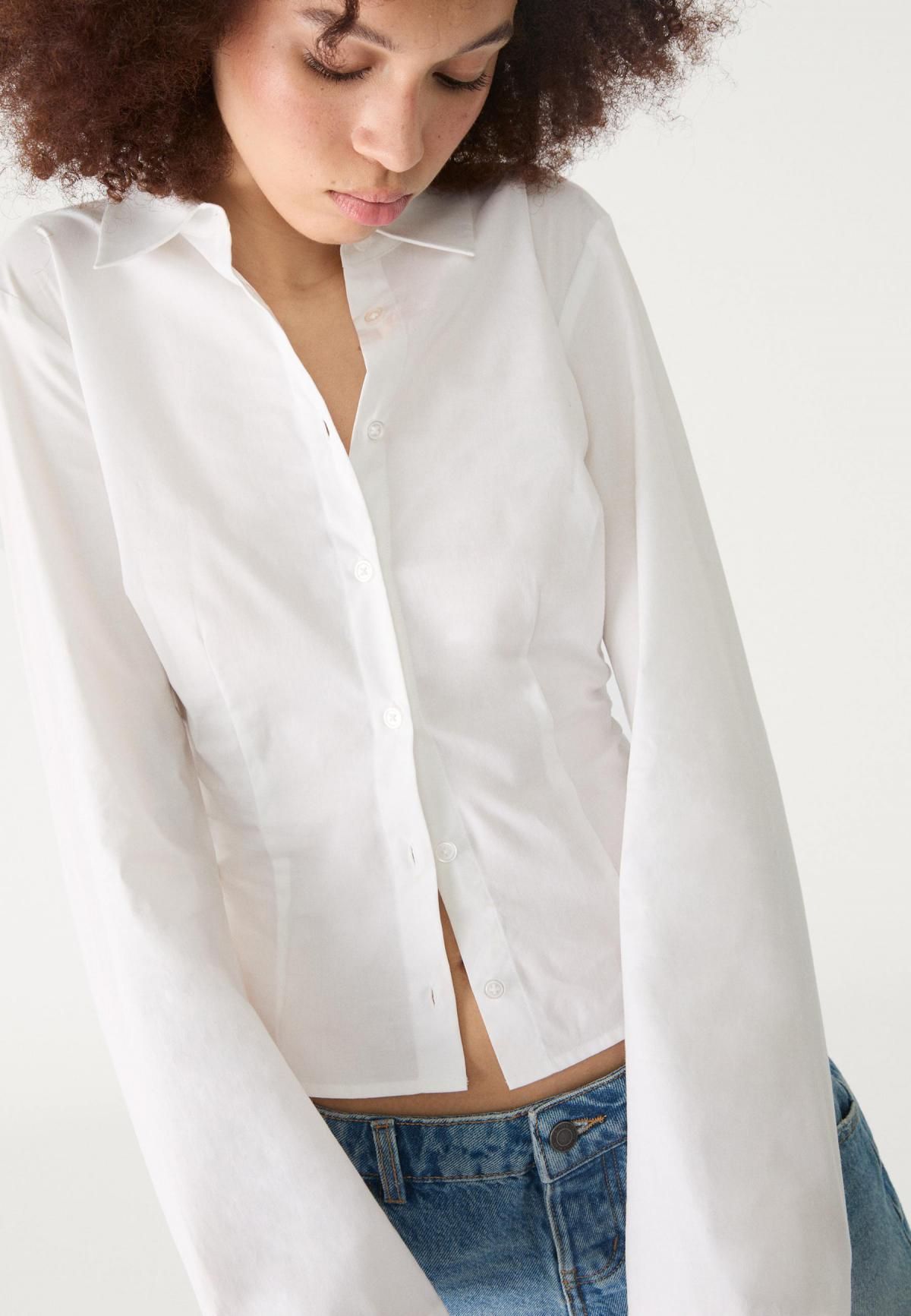 스트라디바리우스 미니멀 화이트 피티드 긴팔 셔츠 7128/250 WHITE - 상세 이미지 4