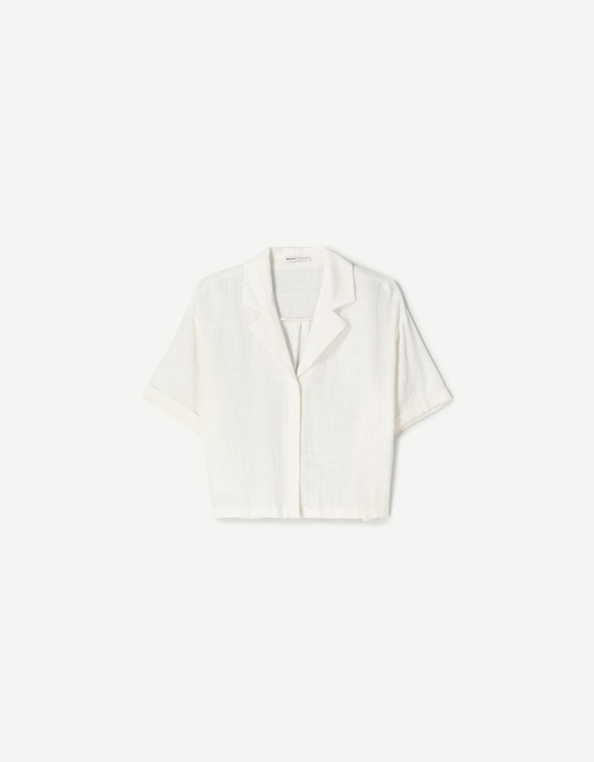 버쉬카 텍스처 러스틱 반팔 셔츠 1152/335 WHITE - 상품 이미지