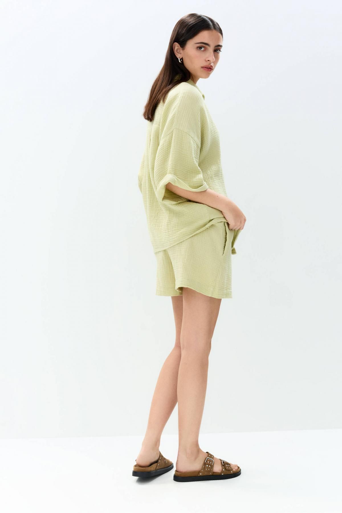 풀앤베어 텍스처 오버사이즈 반팔셔츠 7472/326 PISTACHIO - 상세 이미지 4