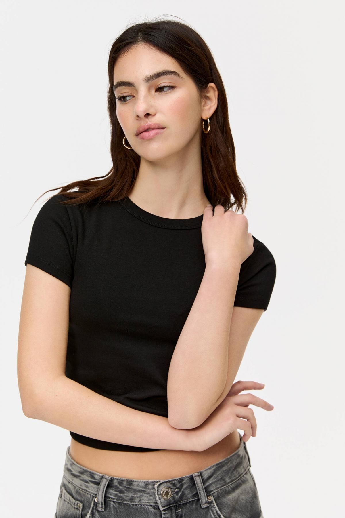 풀앤베어 베이직 슬림핏 블랙 반팔 티셔츠 3245/321 BLACK - 상세 이미지 4