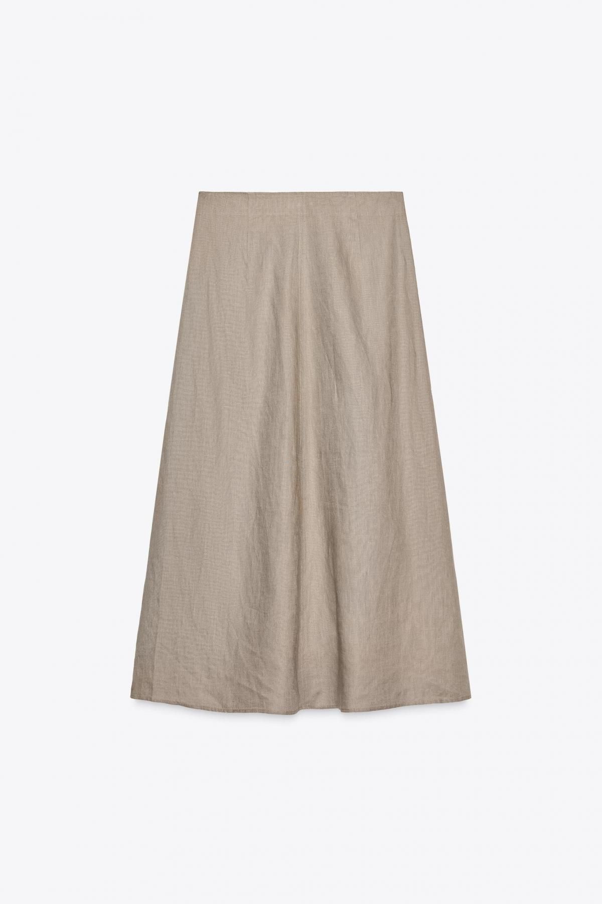 자라 내추럴 린넨 100 미디 스커트 2731/076 MINK - 상세 이미지 3