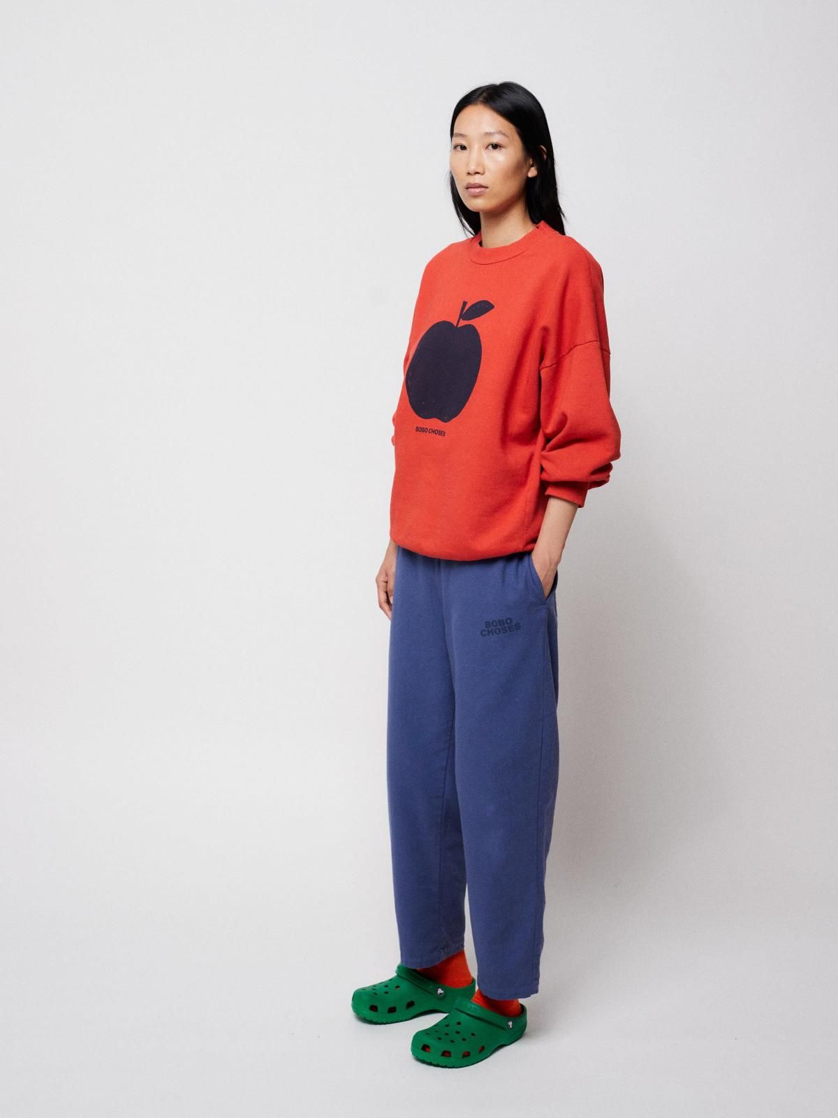 보보쇼즈 애플 프린트 릴렉스핏 오가닉 코튼 레드 맨투맨 b324ed006 ONE COLOR - 상세 이미지 5