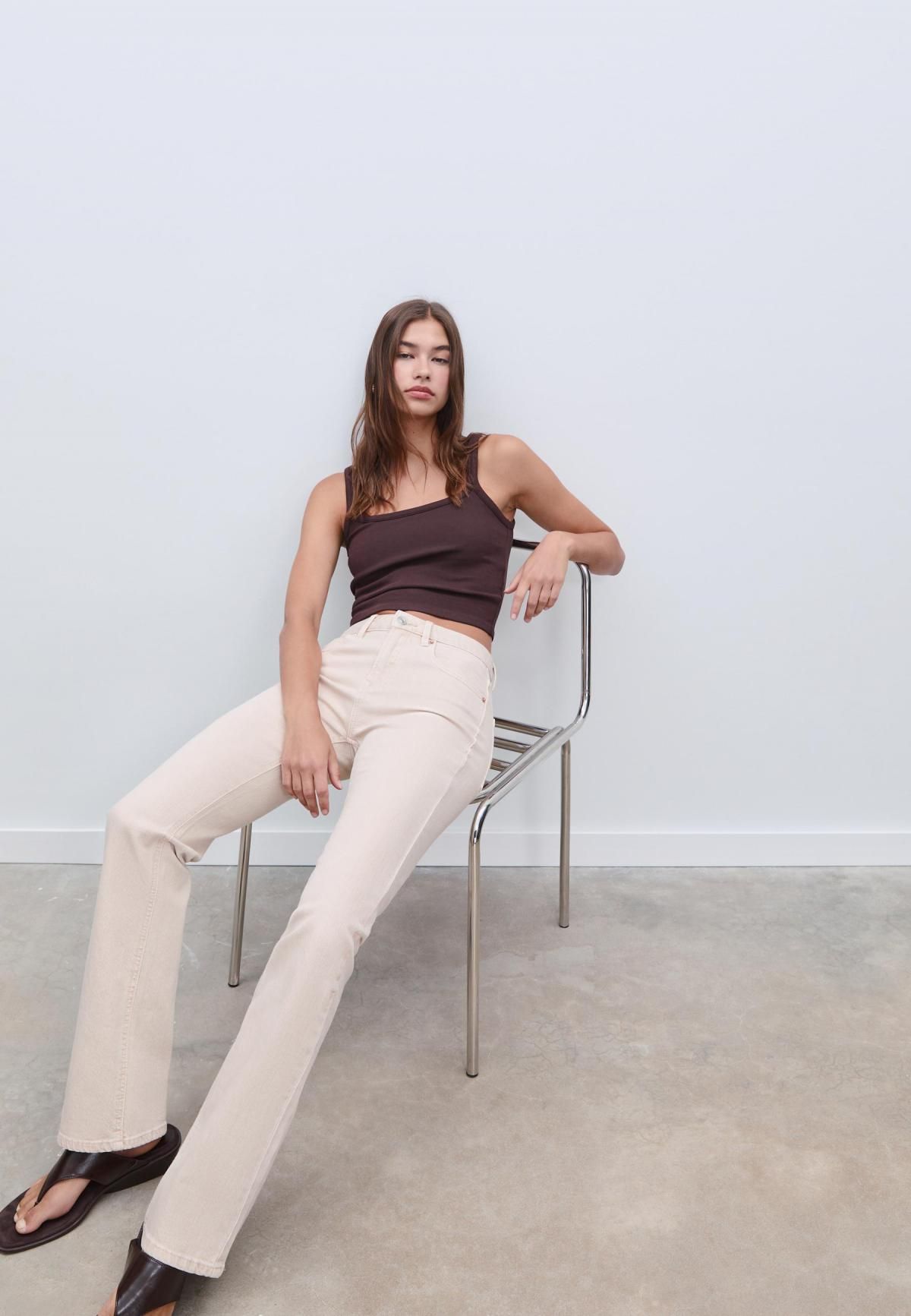 스트라디바리우스 컴포트 스트레이트핏 미드라이즈 데님 팬츠 1499/760 STONE - 상세 이미지 5