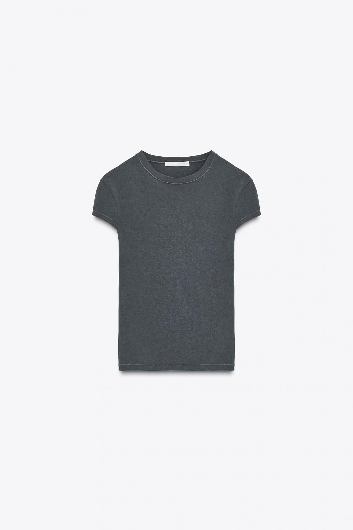 자라 슬림핏 라운드넥 반팔 티셔츠 4174/325 CHARCOAL GREY - 메인 이미지