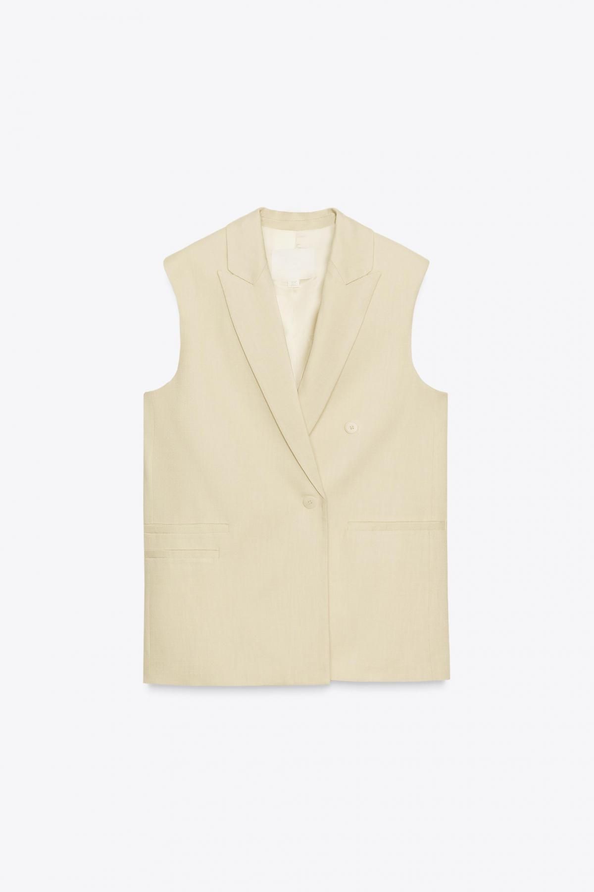 자라 오버사이즈 더블브레스트 니트 베스트 8067/751 PASTEL YELLOW - 메인 이미지