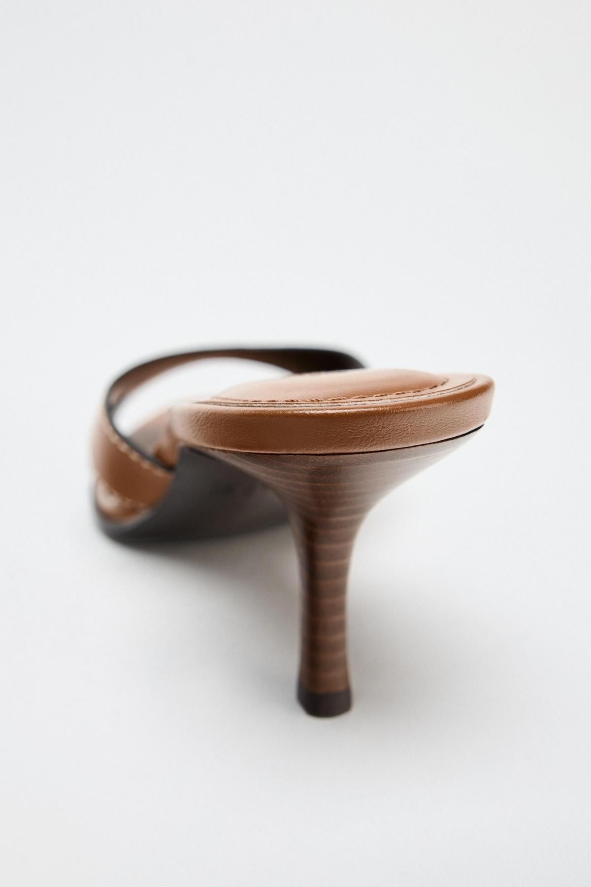 자라 탑스티칭 하이힐 샌들 2311/510 BROWN - 상세 이미지 5