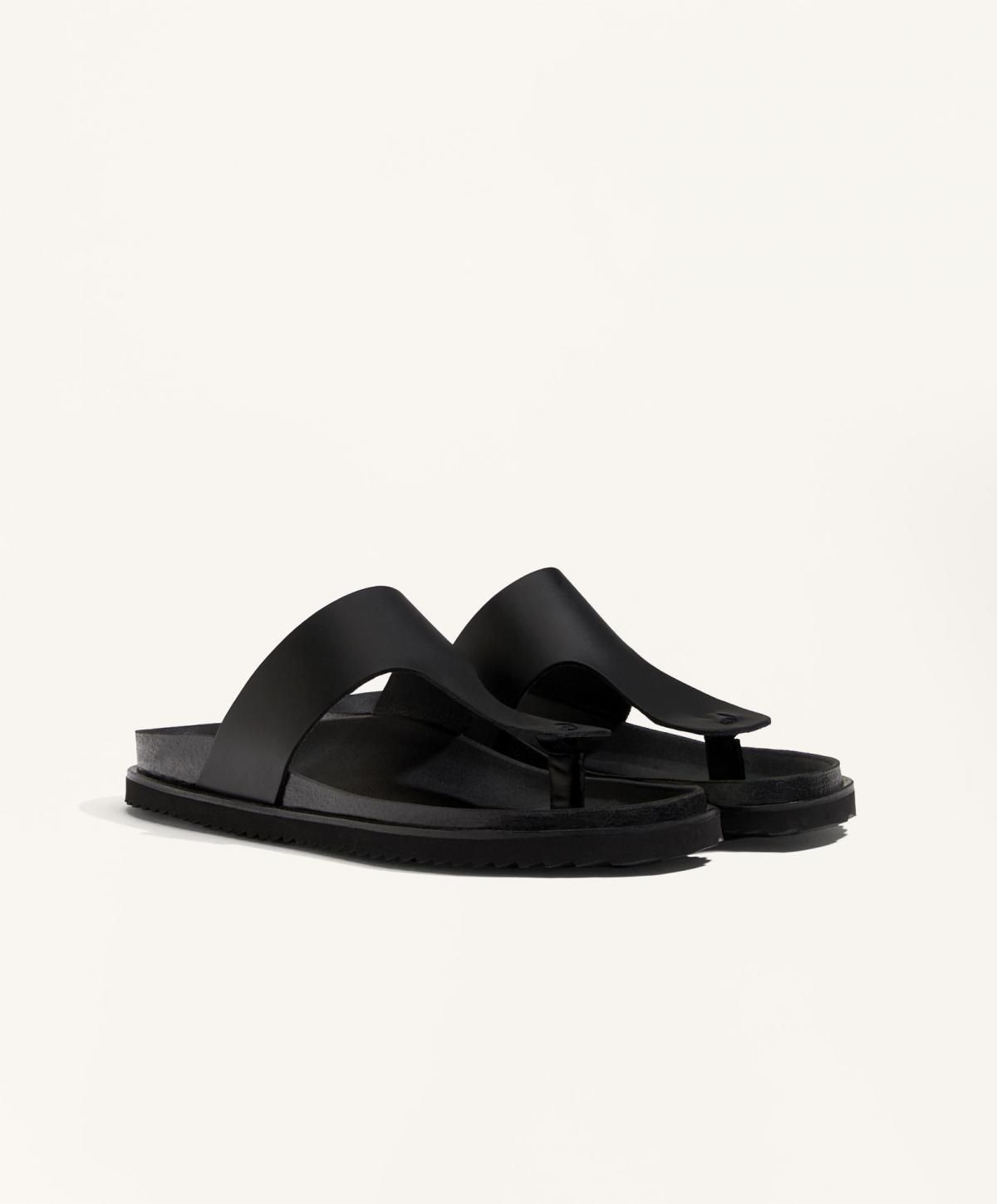 오이쇼 미니멀 레더 T컷 스트랩 샌들 1276/580 BLACK - 상세 이미지 2