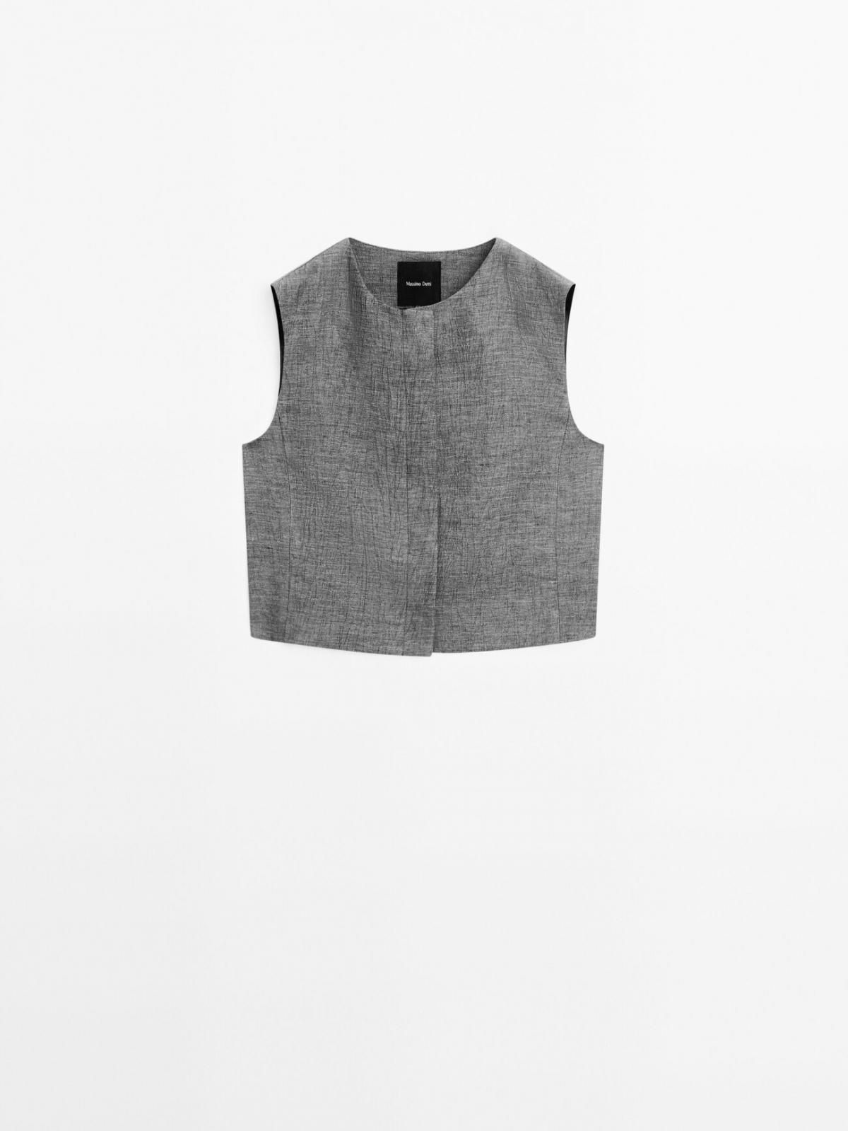 마시모두띠 린넨블렌드 숏 테크니컬 웨이스트코트 6047/672 ANTHRACITE - 메인 이미지