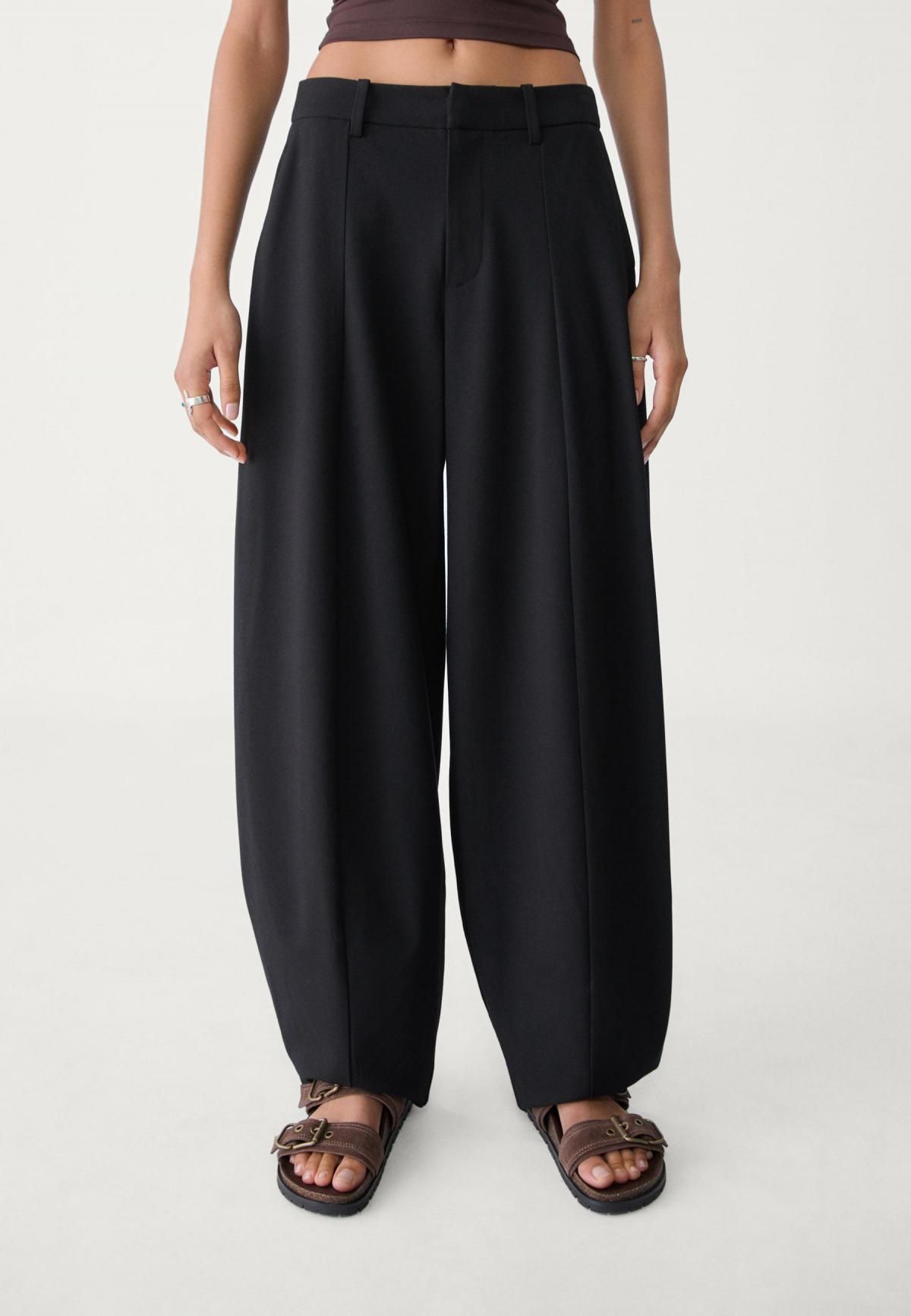 스트라디바리우스 와이드핏 테크니컬 배기 슬랙스 팬츠 미드웨이스트 8310/110 BLACK - 상품 이미지