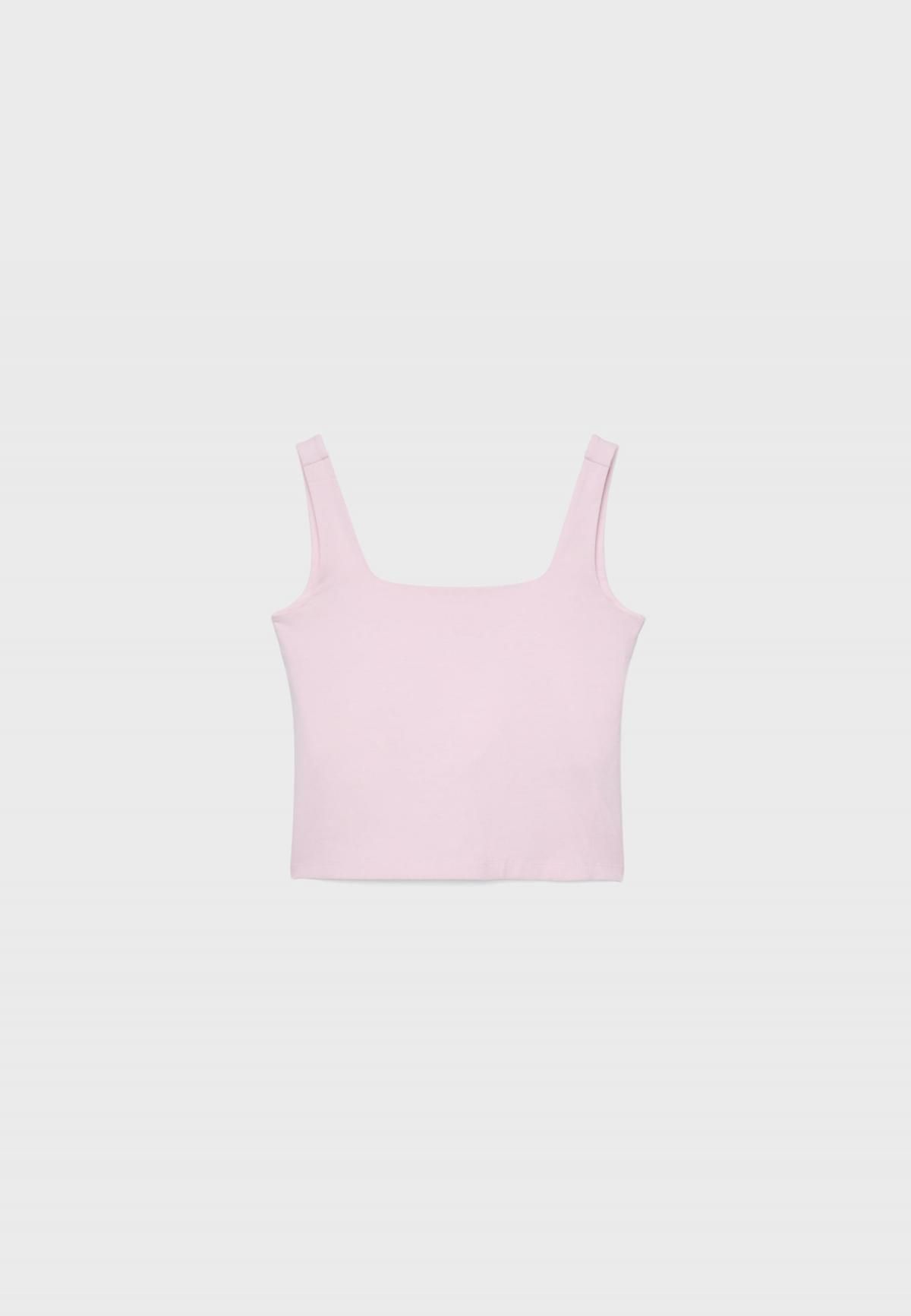 스트라디바리우스 페미닌 스퀘어넥 민소매 베이직 탑 7695/665 PASTEL PINK - 메인 이미지
