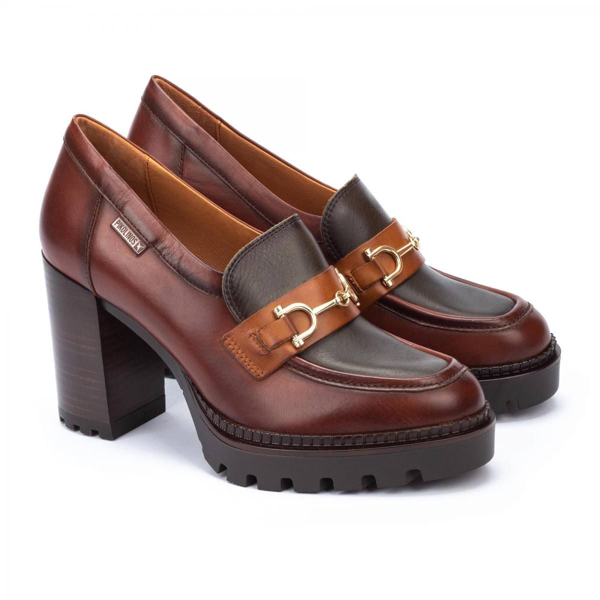 피콜리노스 모던 청키힐 메탈 장식 힐 로퍼 CERVERA W1J-3887C1 COGNAC - 상세 이미지 2