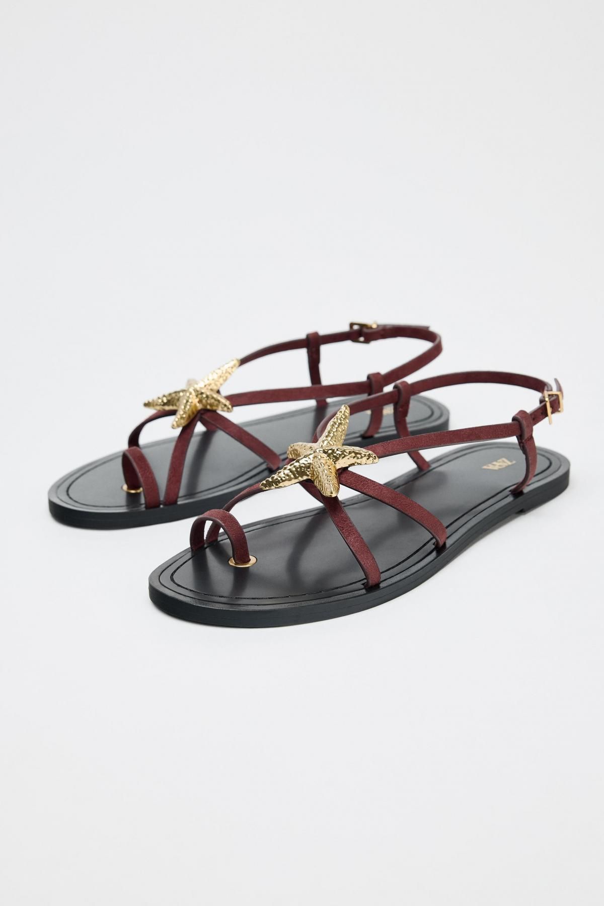 자라 메탈 디테일 미니멀 스트랩 샌들 2641/610 BURGUNDY RED - 상세 이미지 3