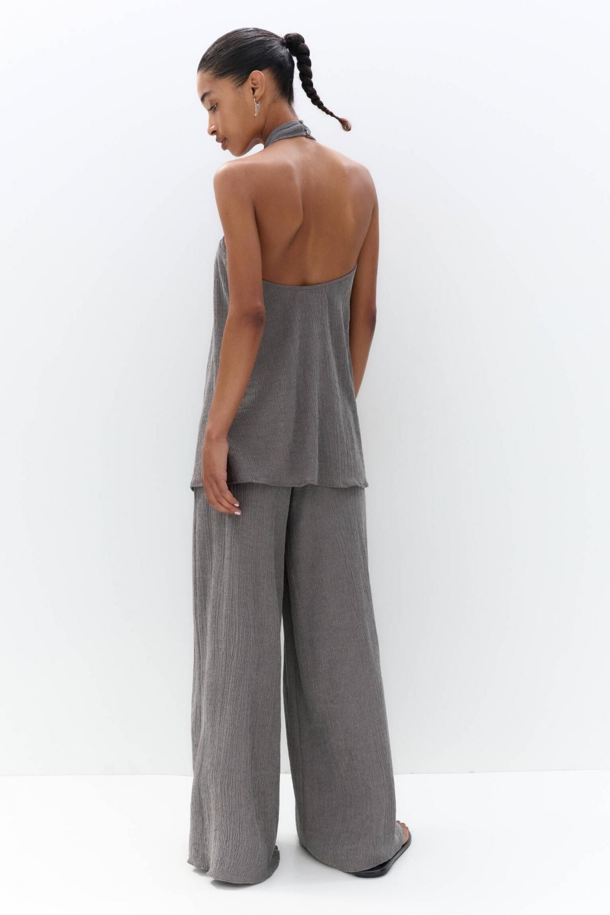 풀앤베어 크레이프 오픈백 홀터넥 탑 7150/387 GREY - 상세 이미지 4