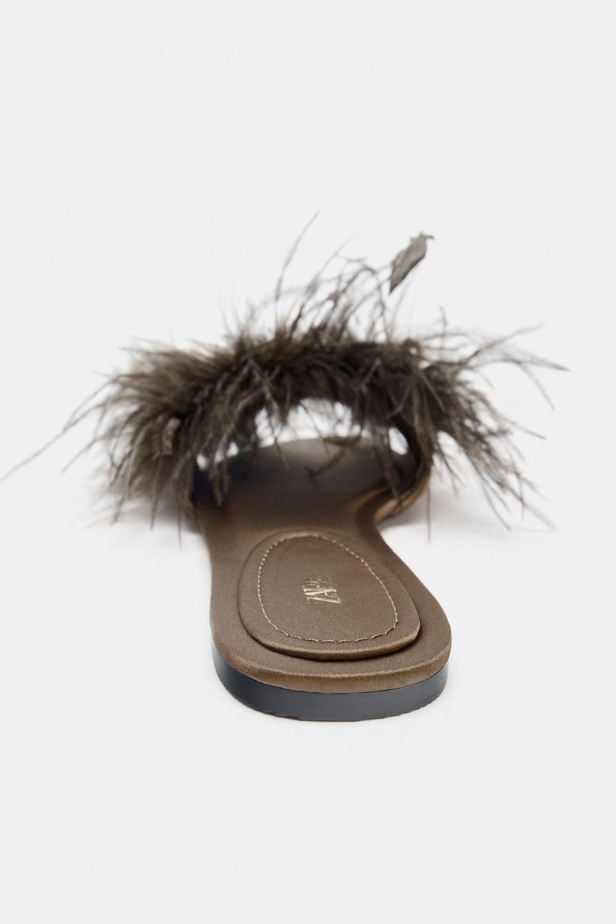 자라 페더 스트랩 플랫 샌들 2604/610 CHOCOLATE BROWN - 상세 이미지 4