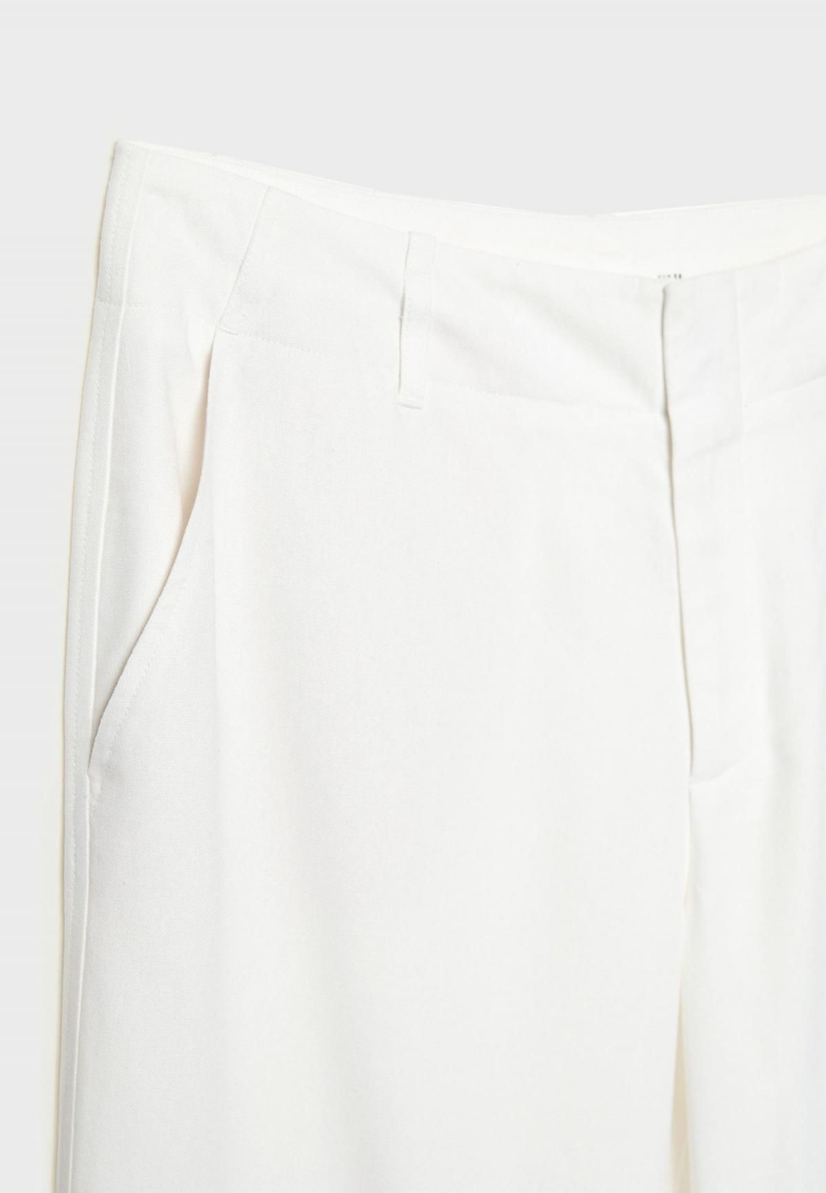 스트라디바리우스 린넨블렌드 하이웨이스트 스트레이트 슬랙스 팬츠 4020/100 ECRU - 상세 이미지 4