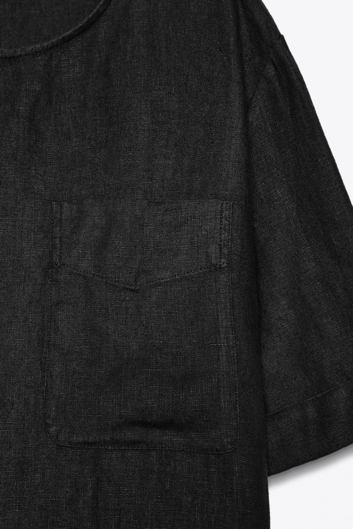 자라 린넨 라운드넥 반팔 티셔츠 4786/118 BLACK - 상세 이미지 5