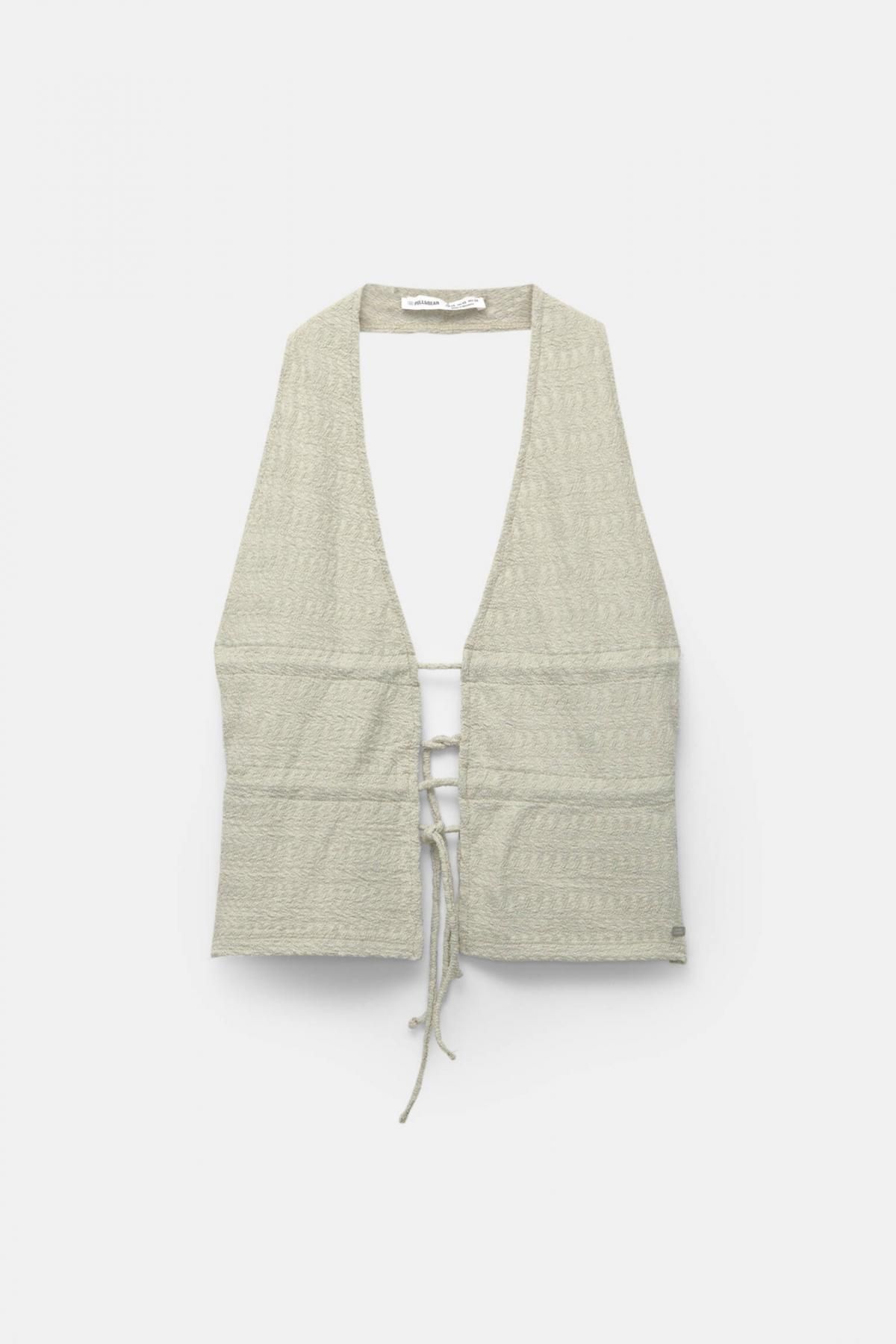 풀앤베어 내추럴 러스틱 홀터넥 민소매 탑 7150/331 PALE GREEN - 상품 이미지