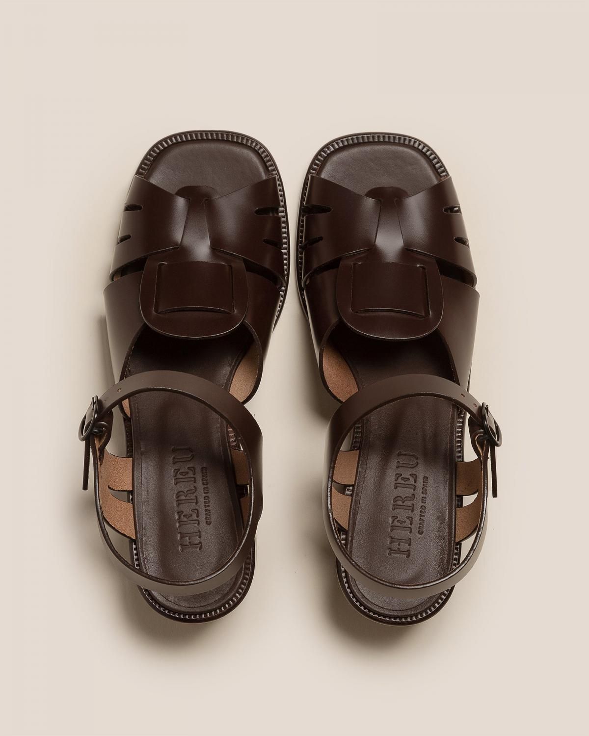 헤레우 ANCORA 스퀘어 힐 스트랩 피셔맨 샌들 8830263329100 DARK BROWN - 상세 이미지 3