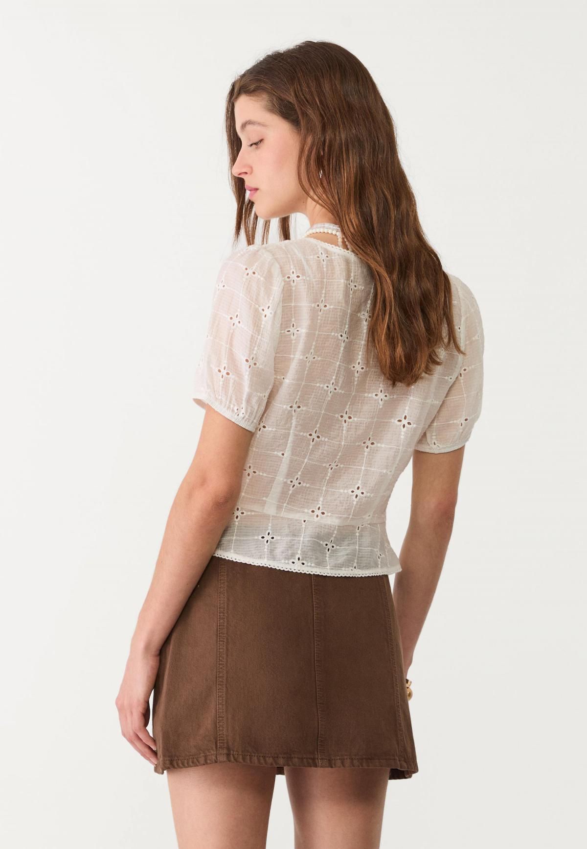 스트라디바리우스 트렌디 미드라이즈 미니 스커트 슬릿 포인트 1355/555 BROWN - 상세 이미지 5