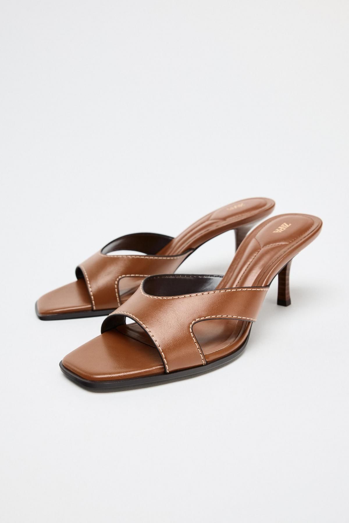 자라 탑스티칭 하이힐 샌들 2311/510 BROWN - 상세 이미지 3