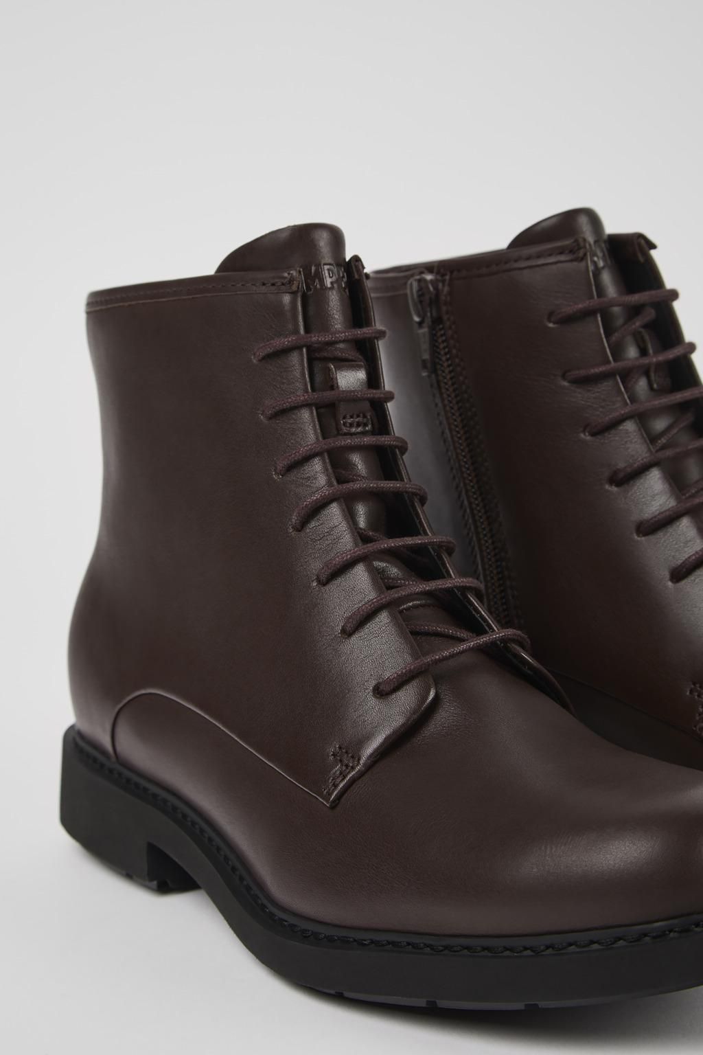 캠퍼 어반 클래식 브라운 레더 여성 앵클부츠 K400245-008 BROWN - 상세 이미지 2