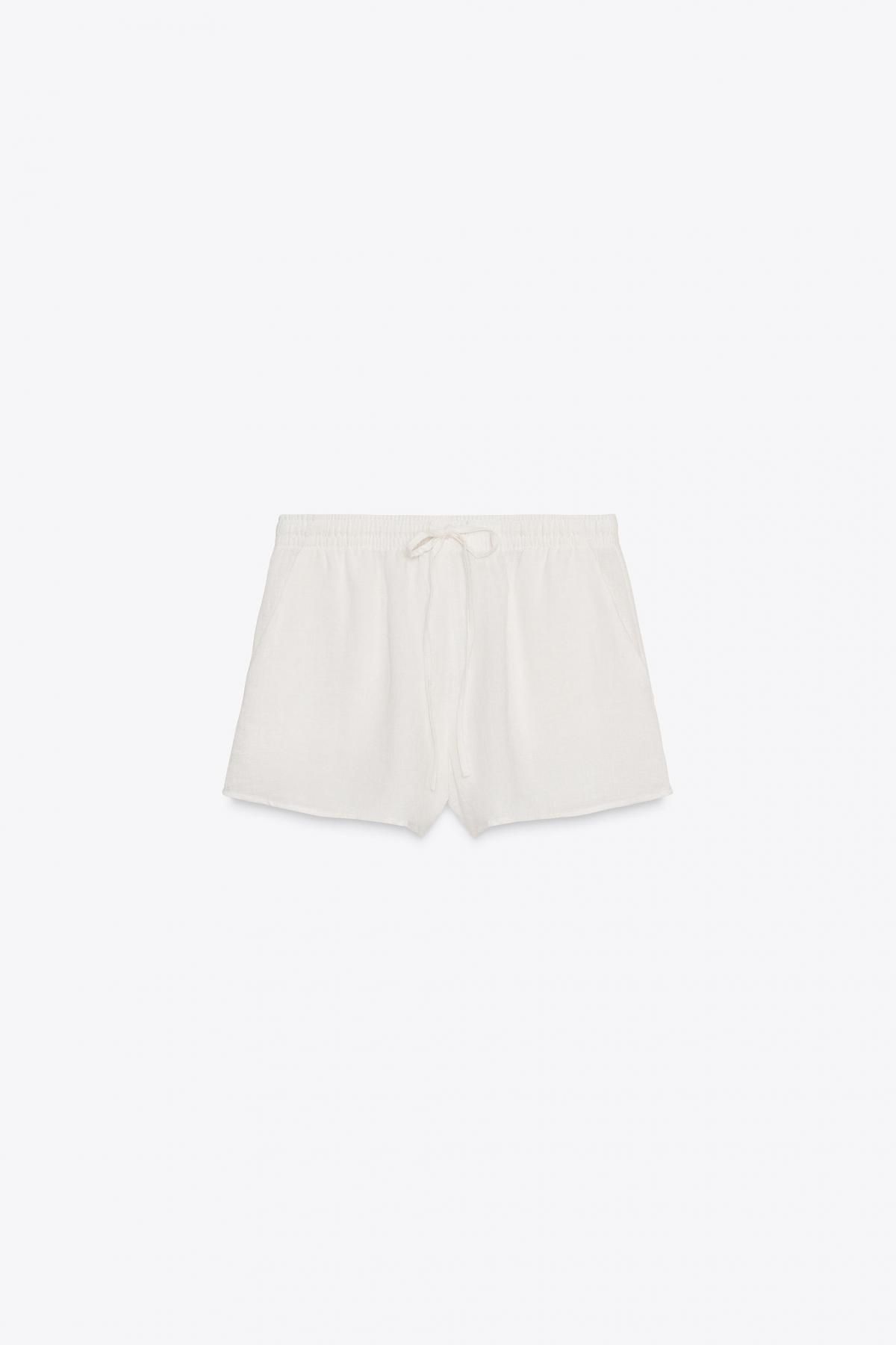 자라 미니멀 웨이스트 스트링 미니 반바지 1255/500 OYSTER-WHITE - 메인 이미지