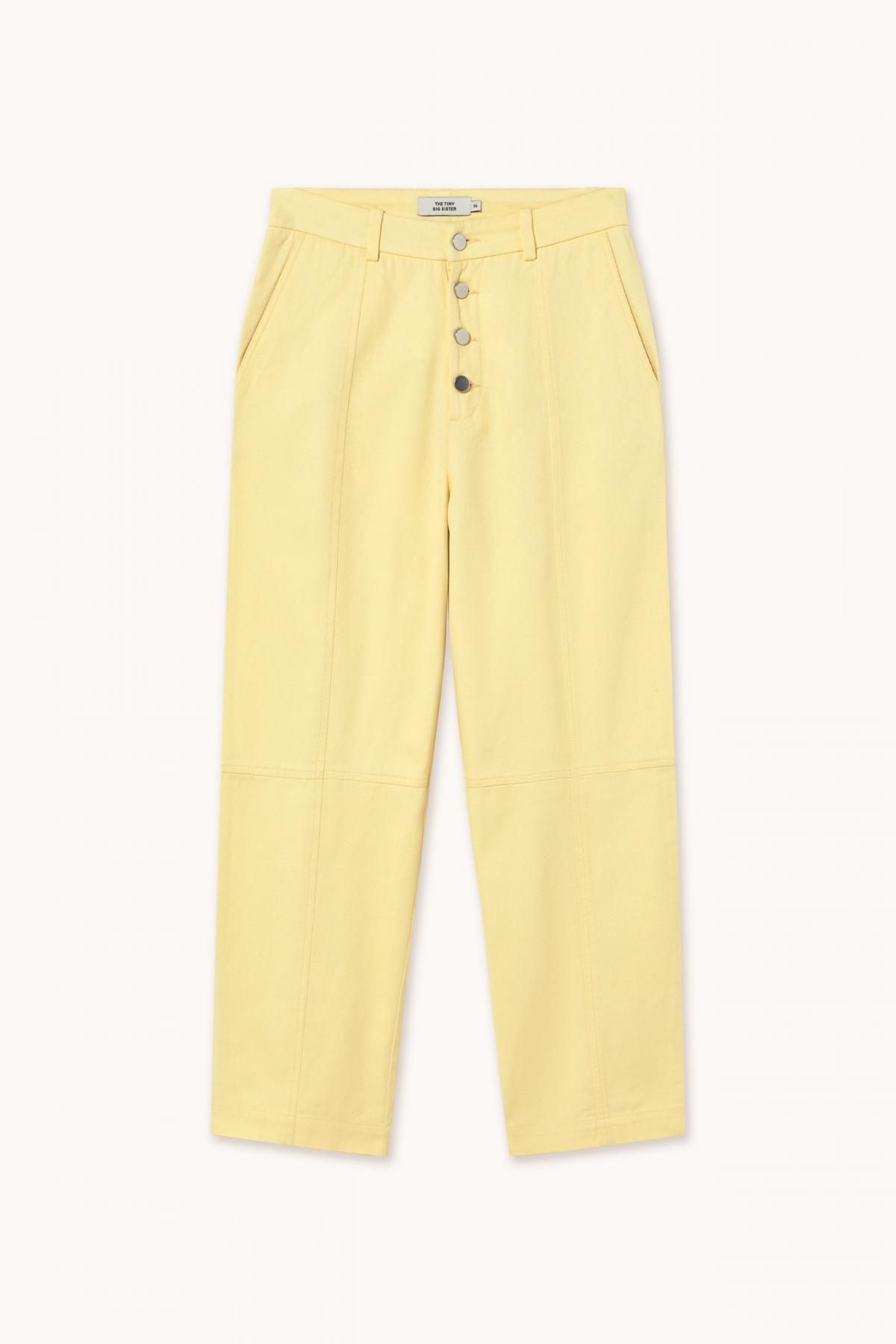 타이니코튼 라이트옐로우 테크니컬 절개 디테일 스트레이트 팬츠 SS25-713J13 ONE COLOR - 상품 이미지
