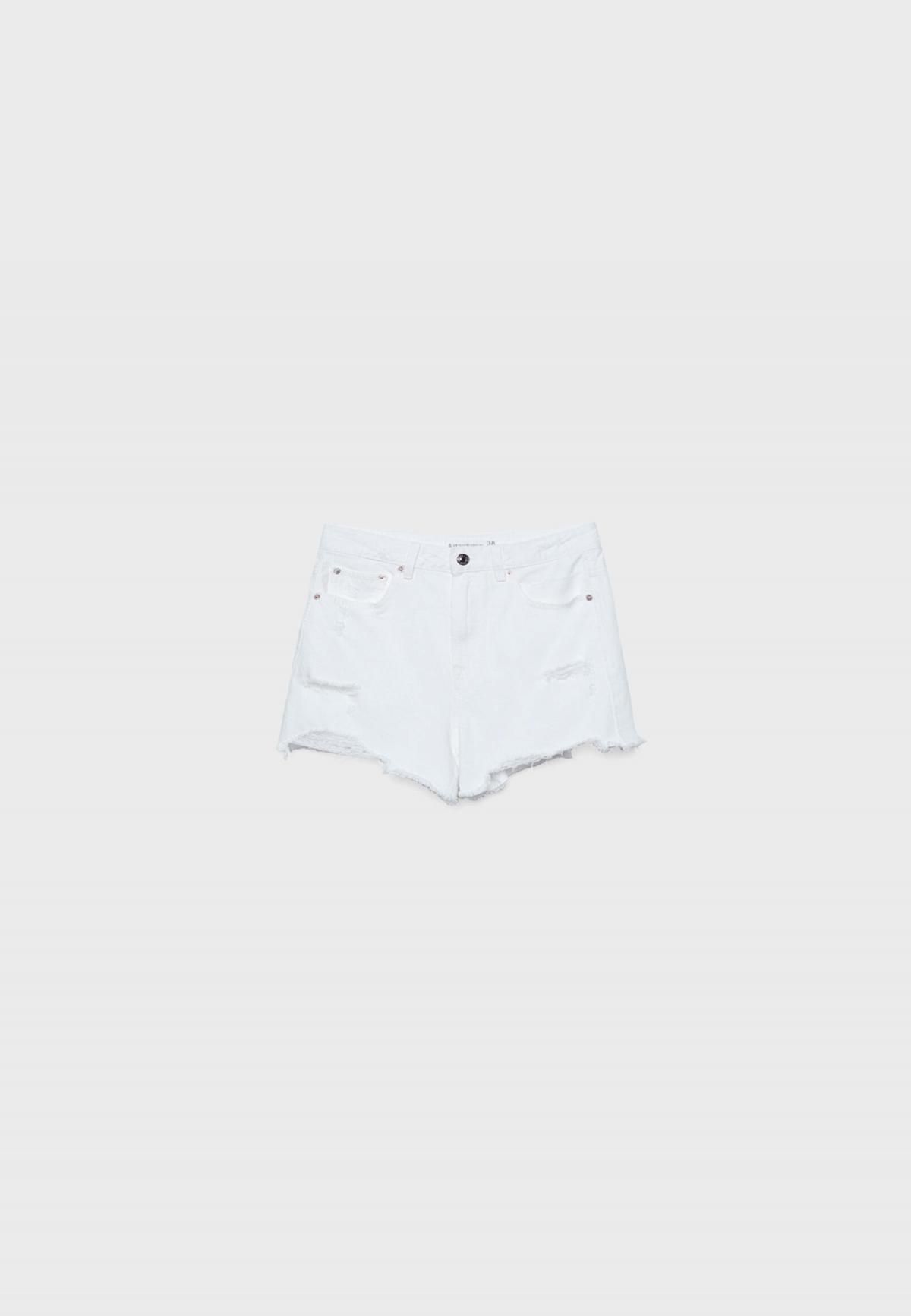 스트라디바리우스 하이웨이스트 데님 리핑 미니 반바지 1362/729 WHITE - 상품 이미지