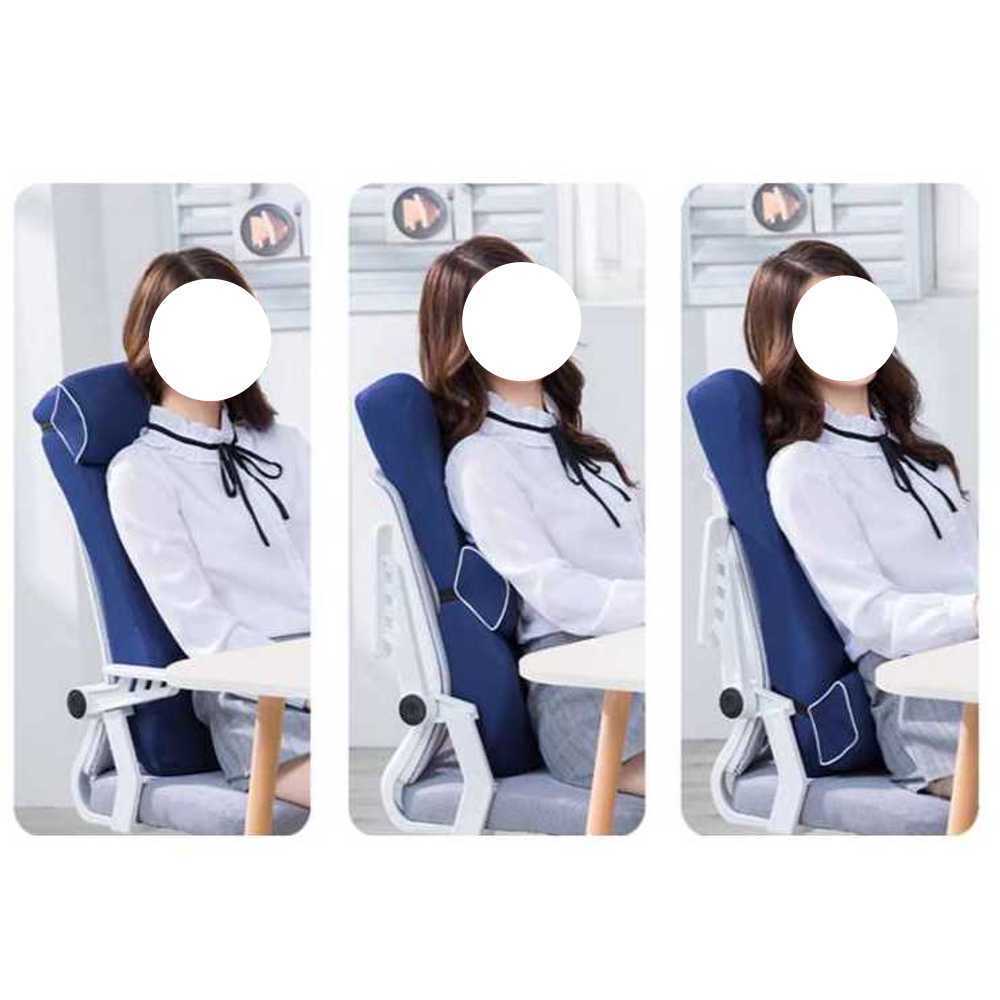사무용 의자 등받이 쿠션 요추 지지 허리통증 완화용 블루 스탠다드 (147-158cm) - 상세 이미지 3