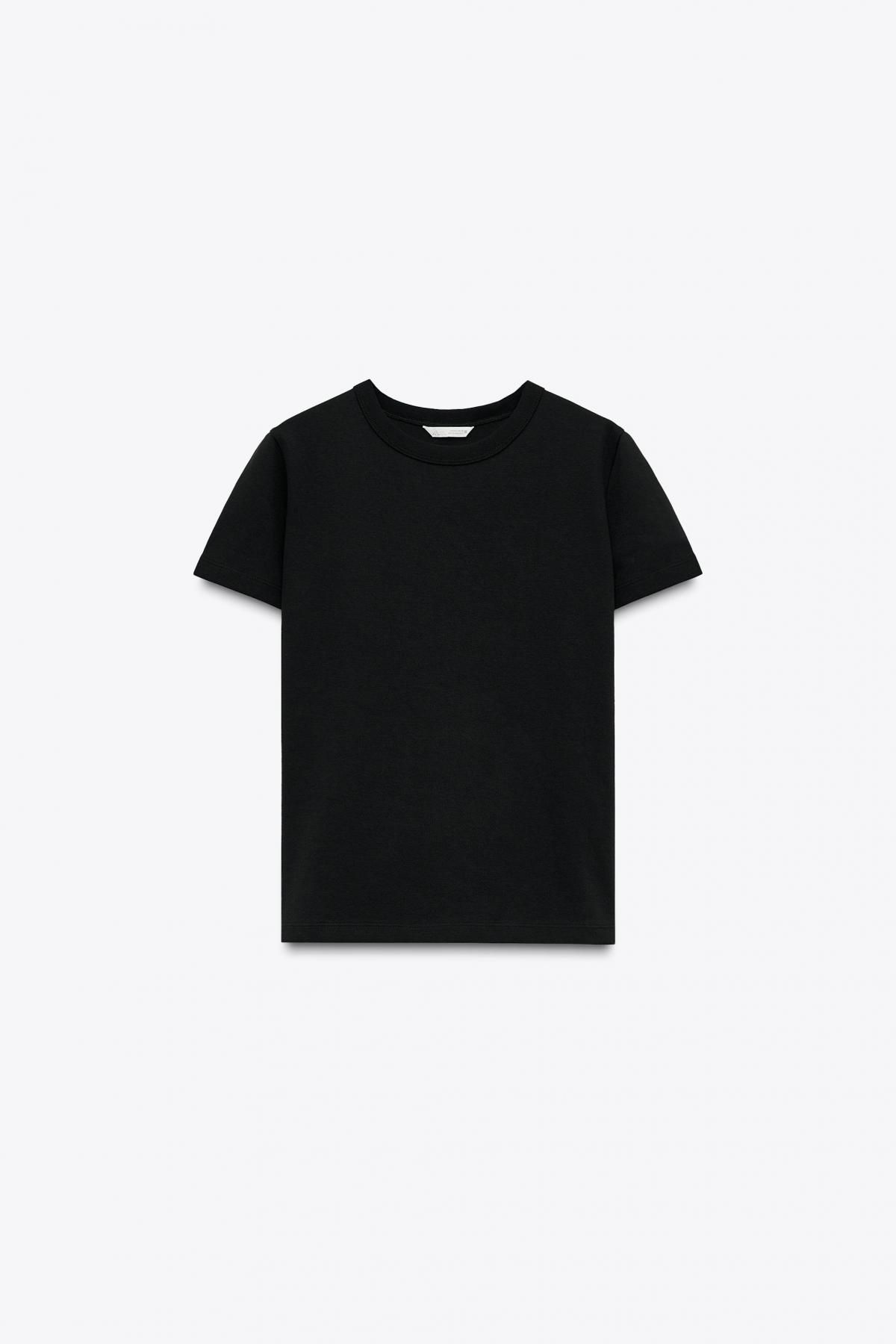 자라 블랙 인터록 레귤러핏 반팔 티셔츠 4174/378 BLACK - 메인 이미지