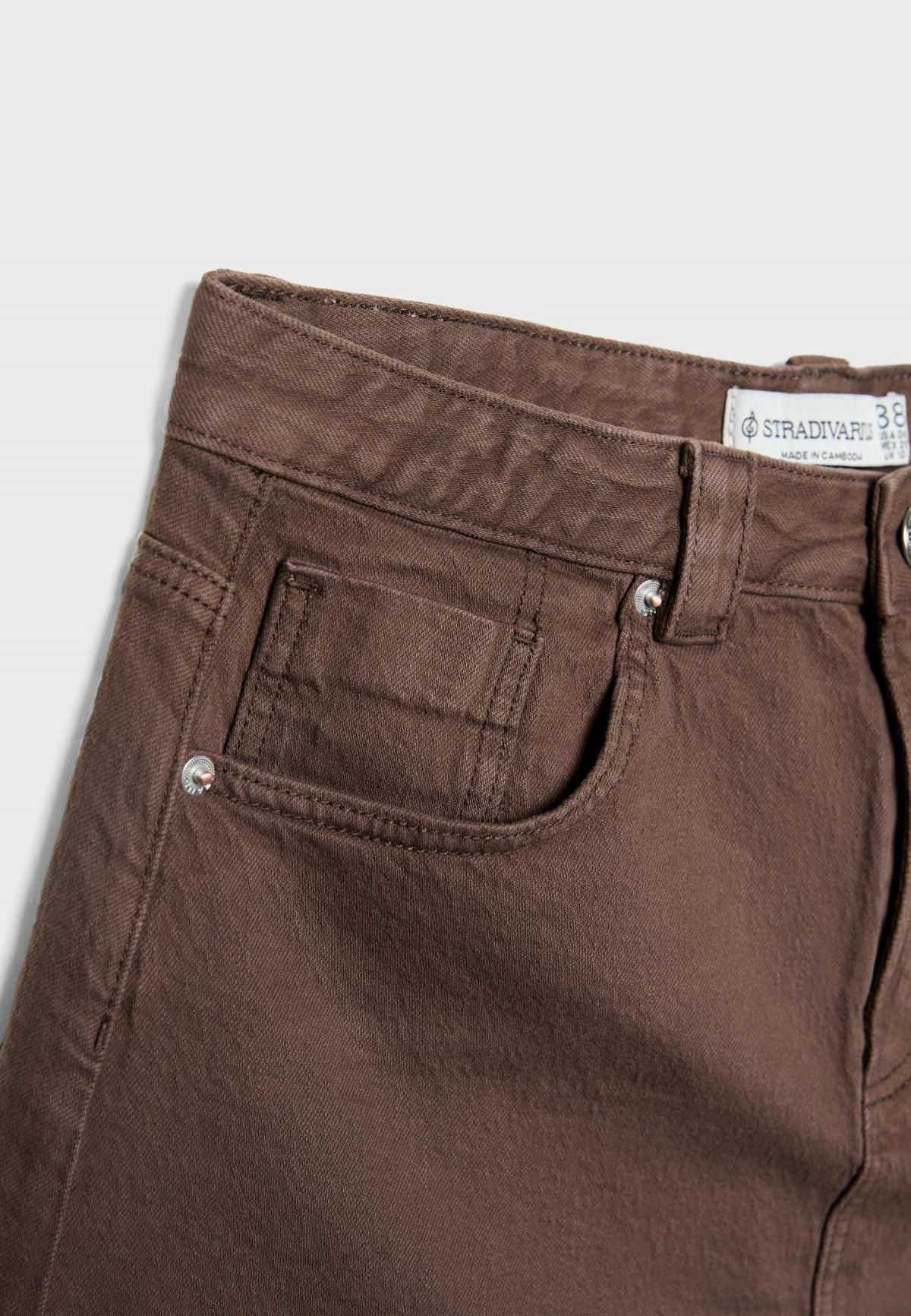 스트라디바리우스 트렌디 미드라이즈 데님 스커트 팬츠 D62 1283/660 BROWN - 상세 이미지 2