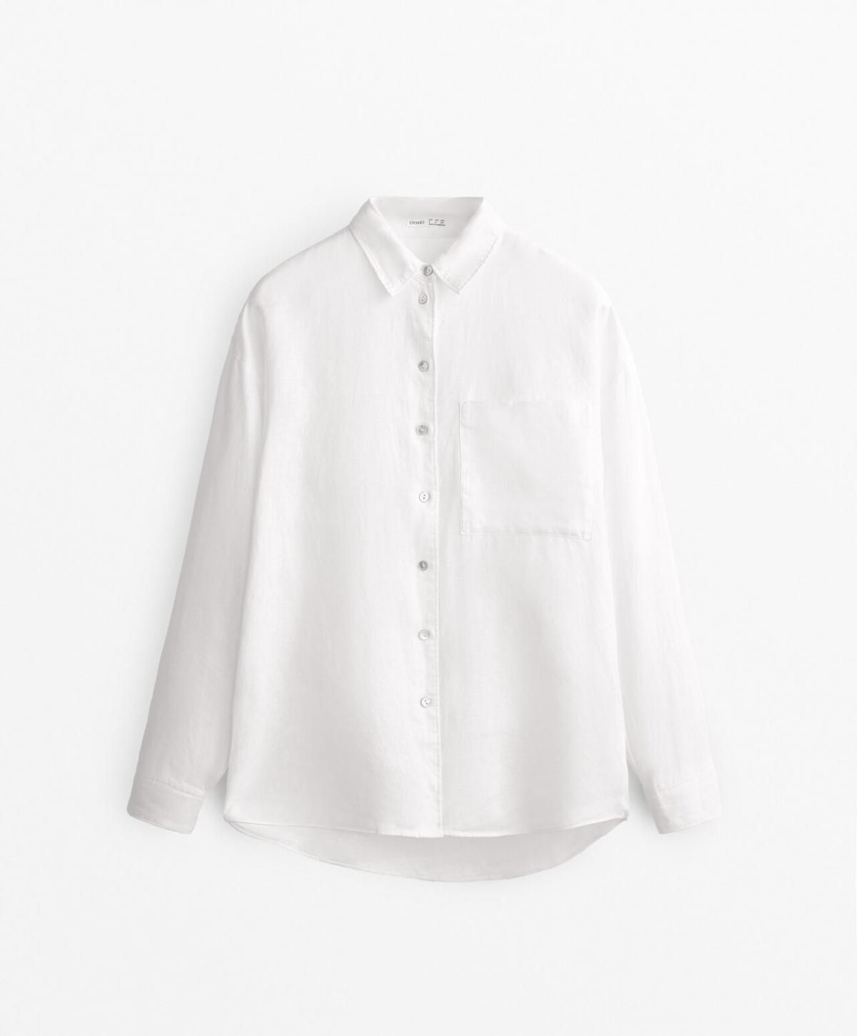 오이쇼 린넨 오버핏 테크니컬 화이트 셔츠 1080/313 WHITE - 메인 이미지