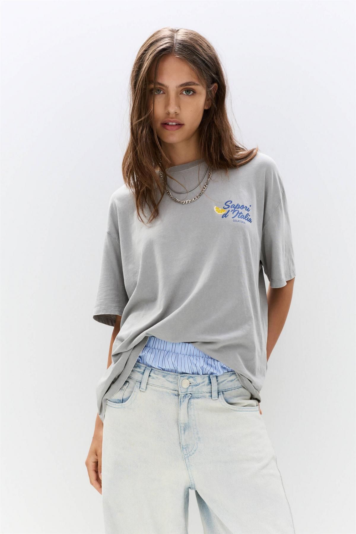 풀앤베어 라운드넥 레몬 그래픽 반팔 티셔츠 7150/394 PALE GREY - 상세 이미지 2