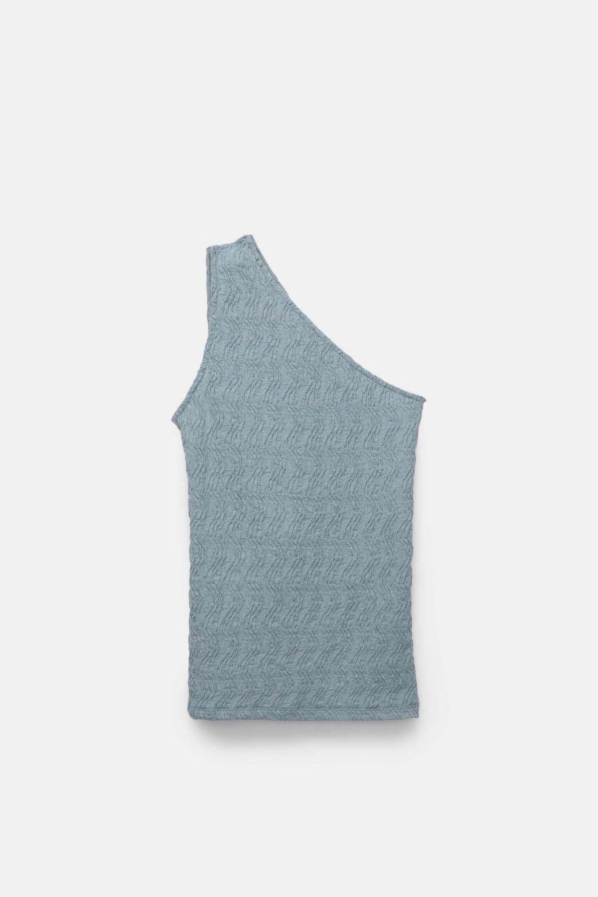 풀앤베어 텍스처 원숄더 비대칭 민소매 탑 7150/361 GREY BLUE - 상품 이미지