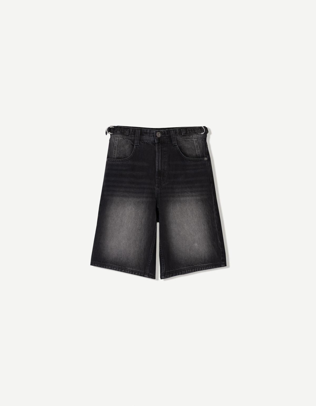 버쉬카 벌룬 핏 데님 버뮤다 숏츠 3196/352 BLACK - 상품 이미지