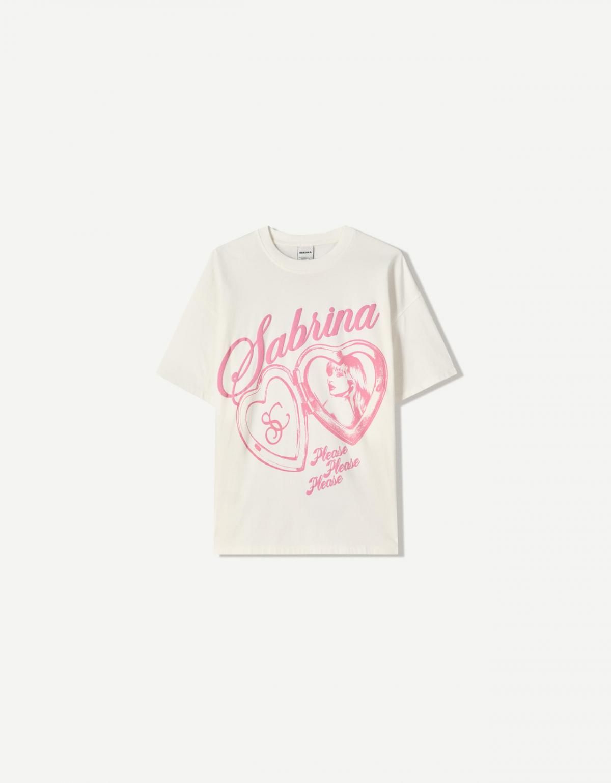 버쉬카 그래픽 프린트 오버핏 반팔 티셔츠 Sabrina Carpenter 7587/705 WHITE - 상품 이미지