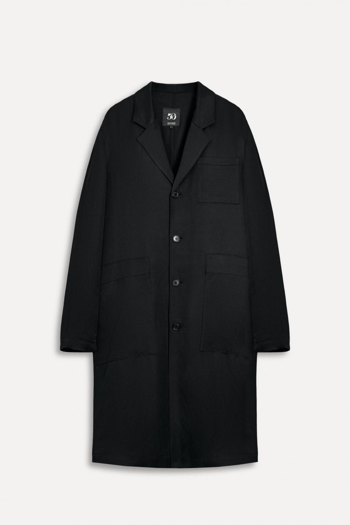 자라 미니멀 린넨블렌드 스트레이트핏 롱코트 3362/515 BLACK - 메인 이미지