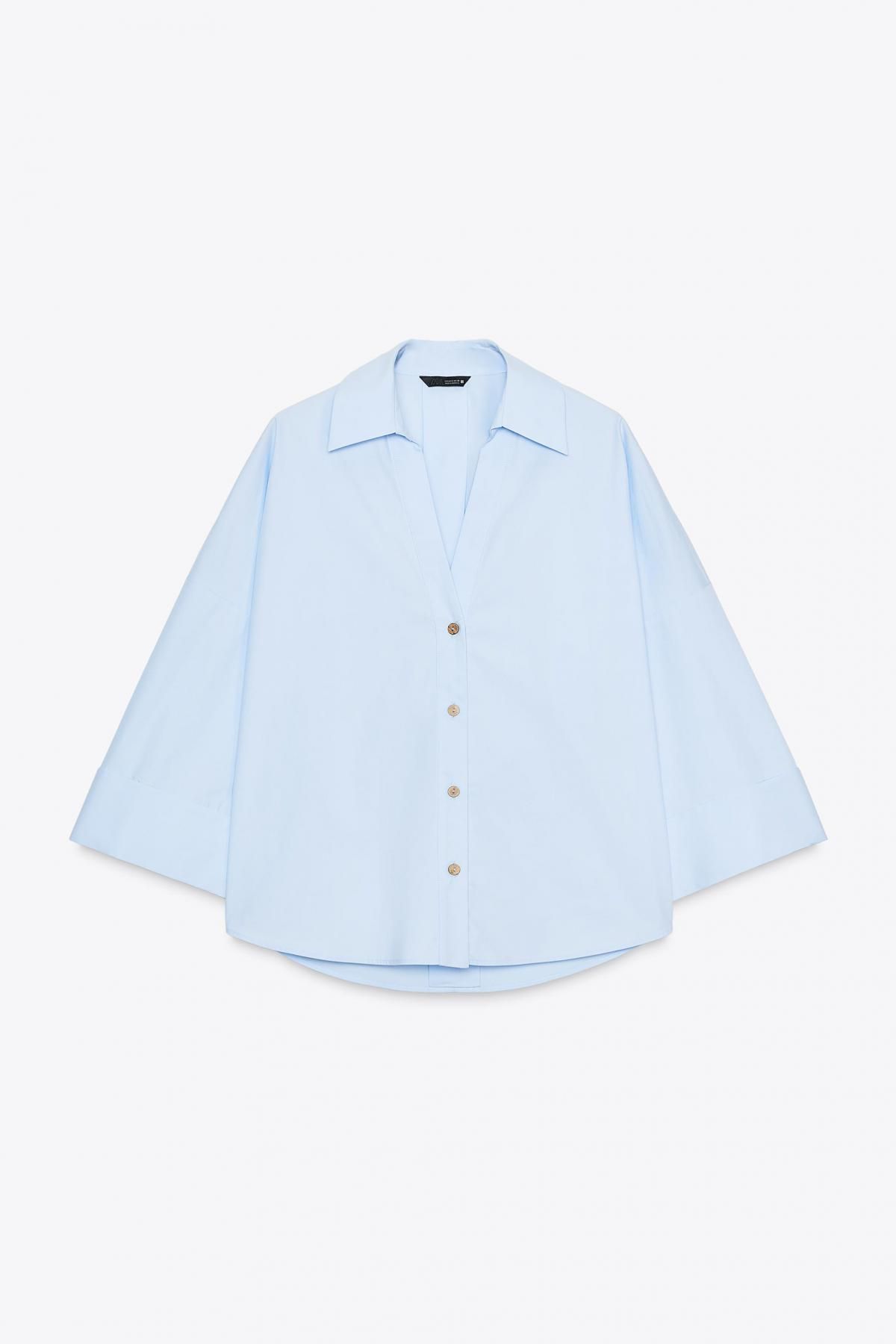 자라 미니멀 와이드슬리브 포플린 셔츠 2246/534 LIGHT BLUE - 메인 이미지