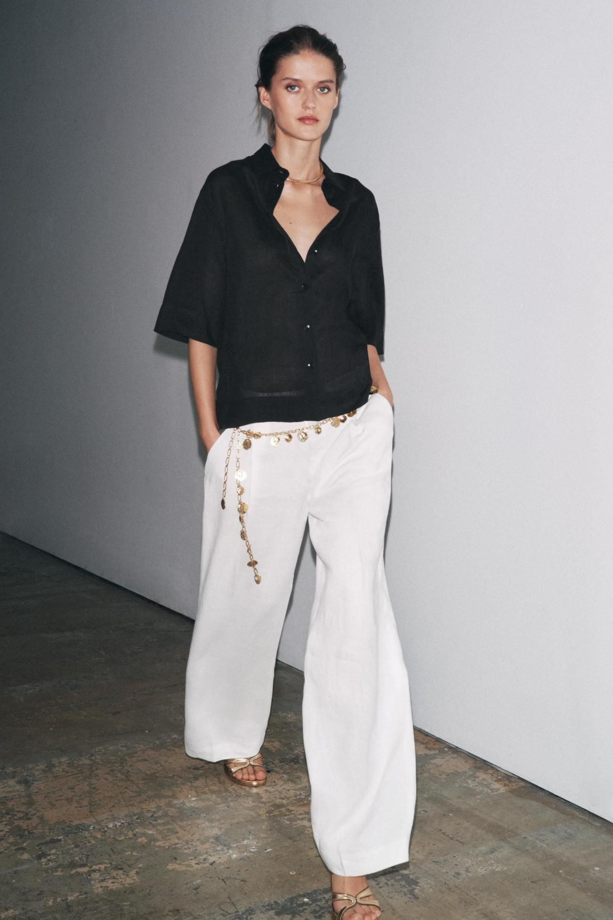 자라 오버핏 블랙 라미 반팔 셔츠 3732/927 BLACK - 상세 이미지 2