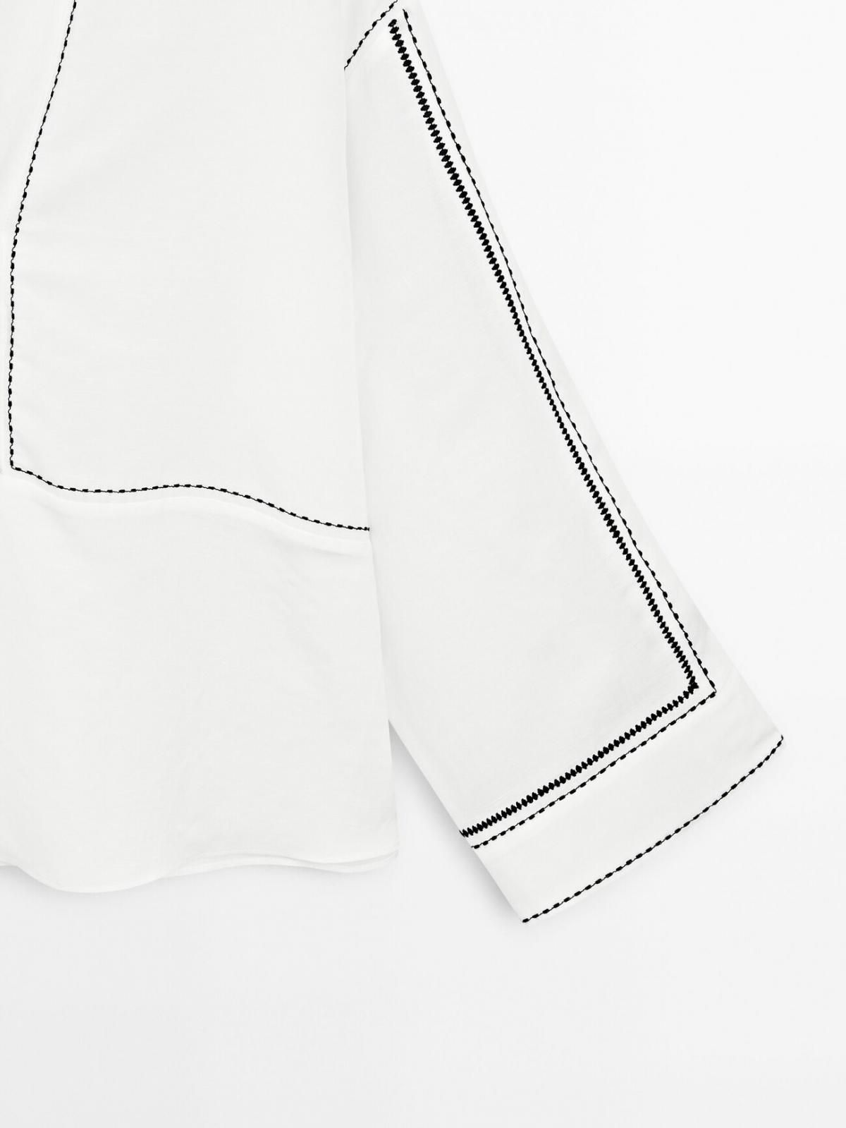 마시모두띠 미니멀 루즈핏 컨트라스트 스티치 블라우스 5132/732 WHITE - 상세 이미지 5