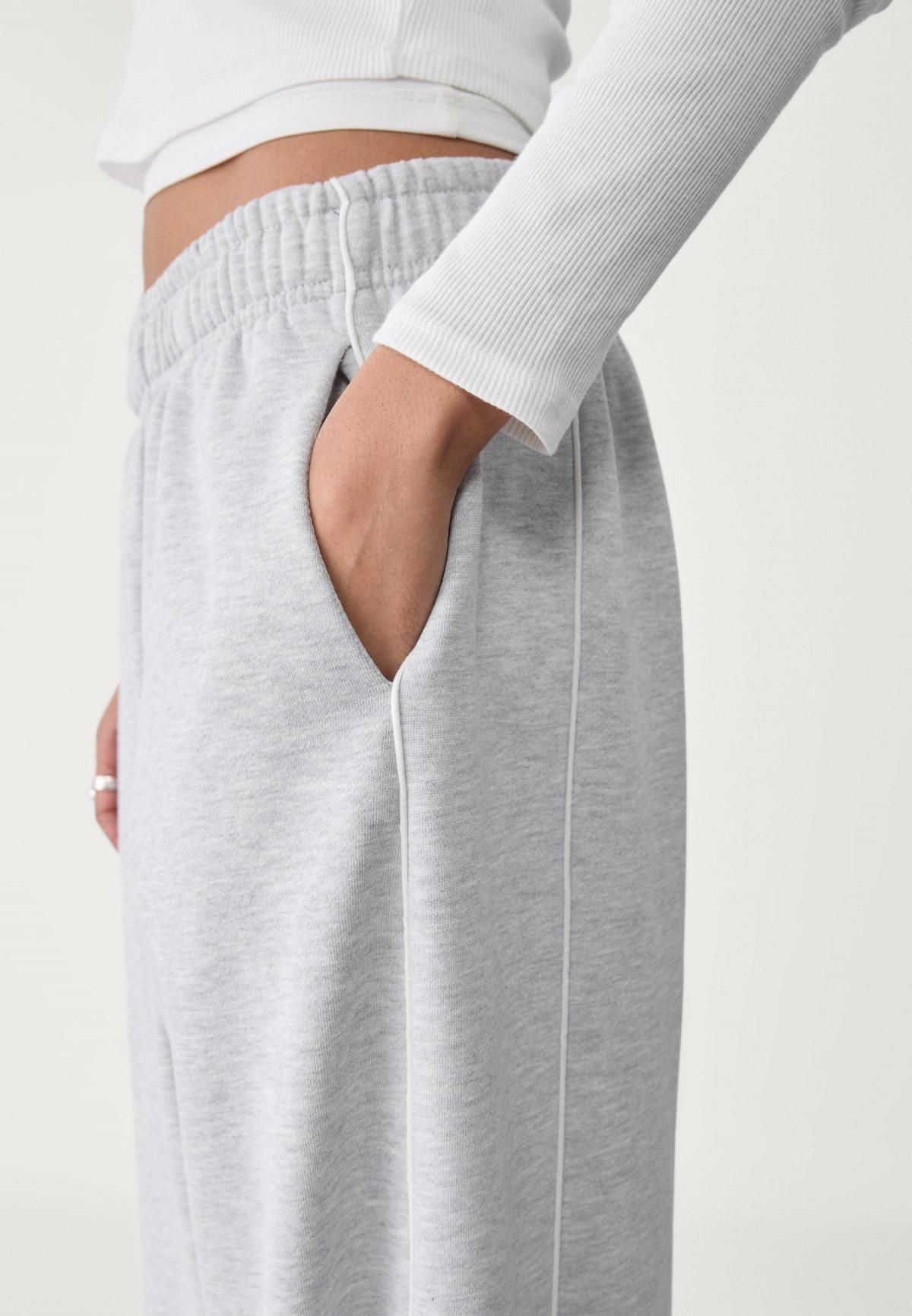 스트라디바리우스 테크니컬 라이트그레이 조거 팬츠 배색 파이핑 웨이스트 밴딩 8306/100 GREY MELANGE - 상세 이미지 5