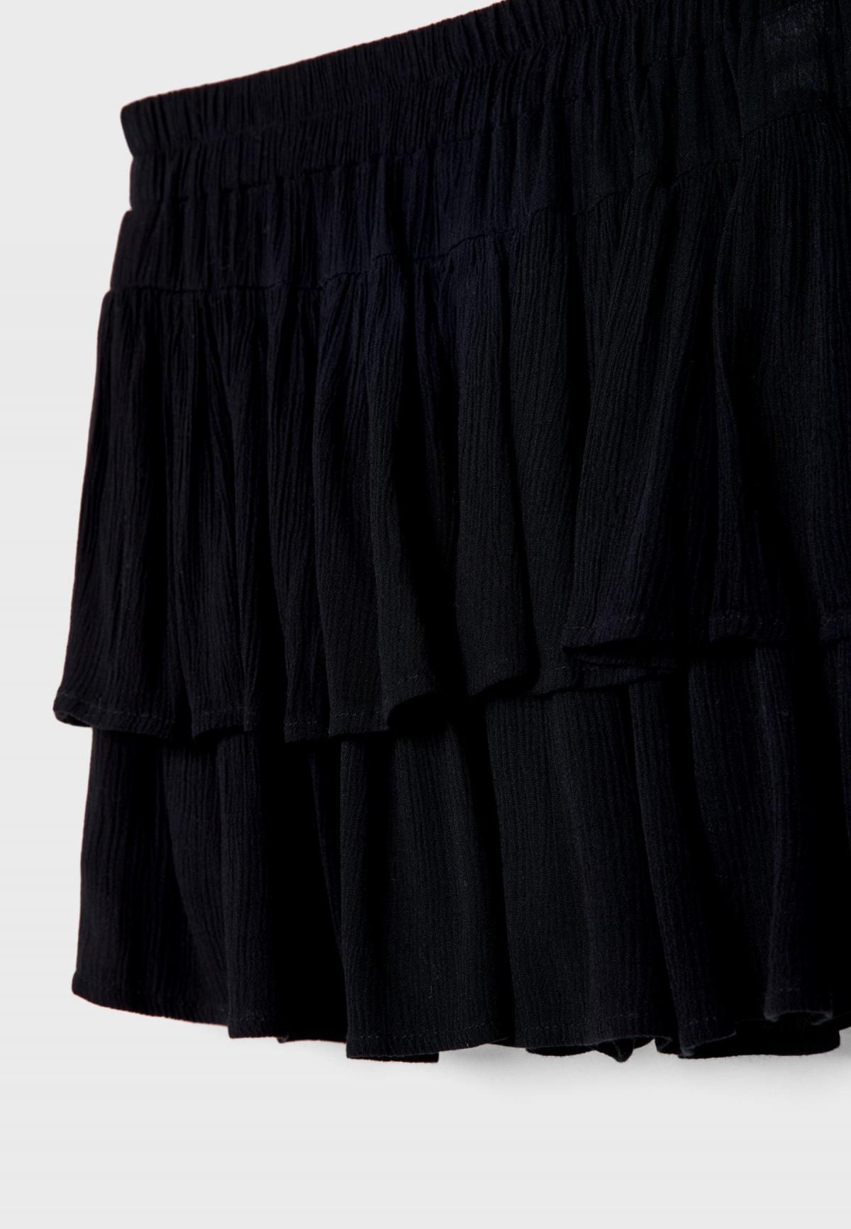 스트라디바리우스 러플 플루이드 미니 스커트 팬츠 7398/560 BLACK - 상세 이미지 3