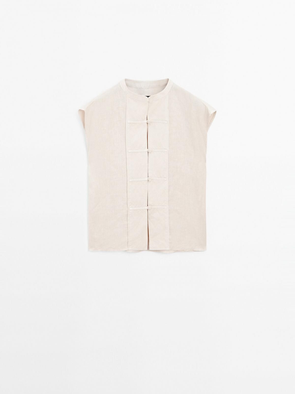 마시모두띠 체스트 디테일 린넨 베스트 5123/724 BEIGE - 메인 이미지