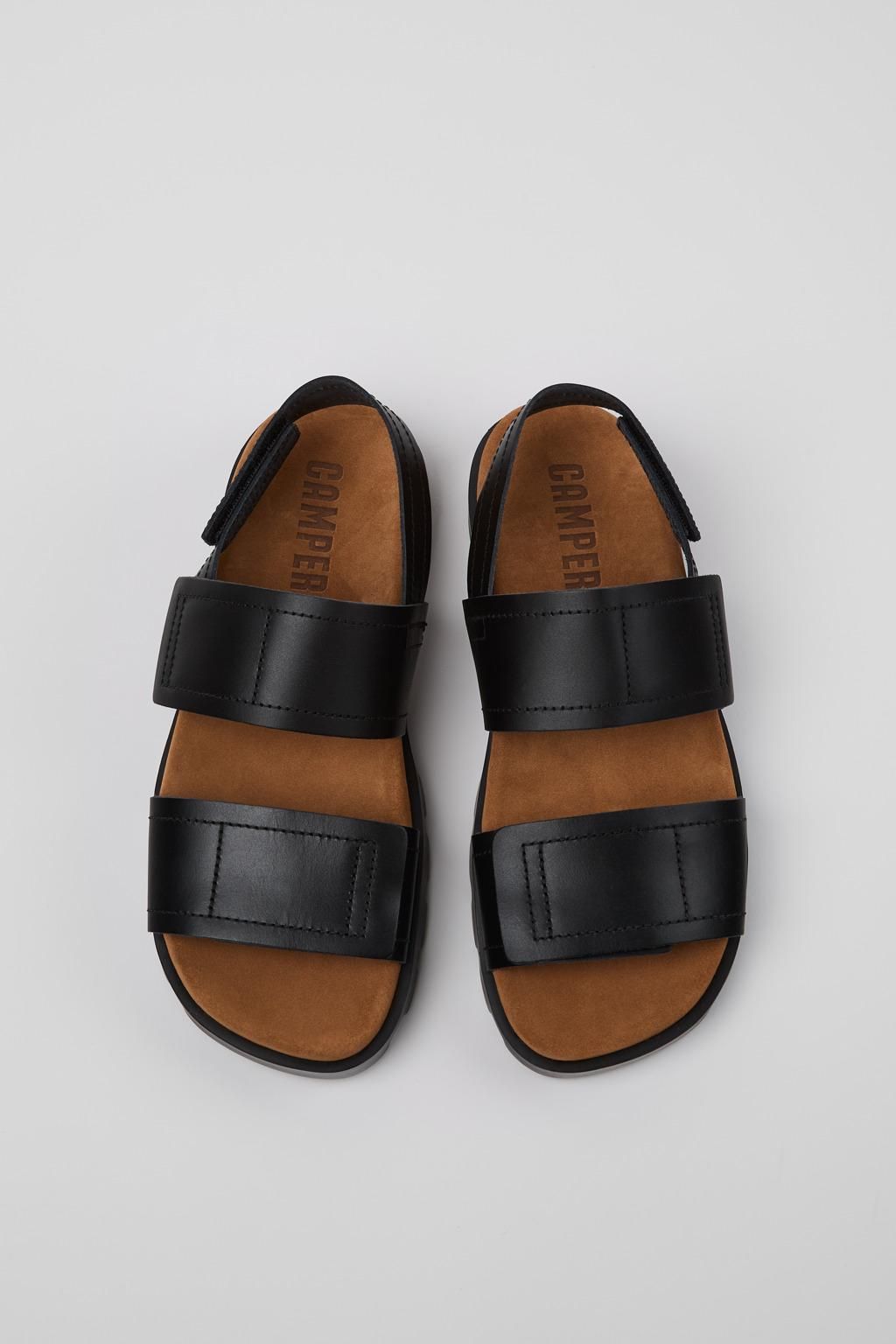 캠퍼 블랙 가죽 스트랩 샌들 Brutus K201323-013 BLACK - 상세 이미지 4