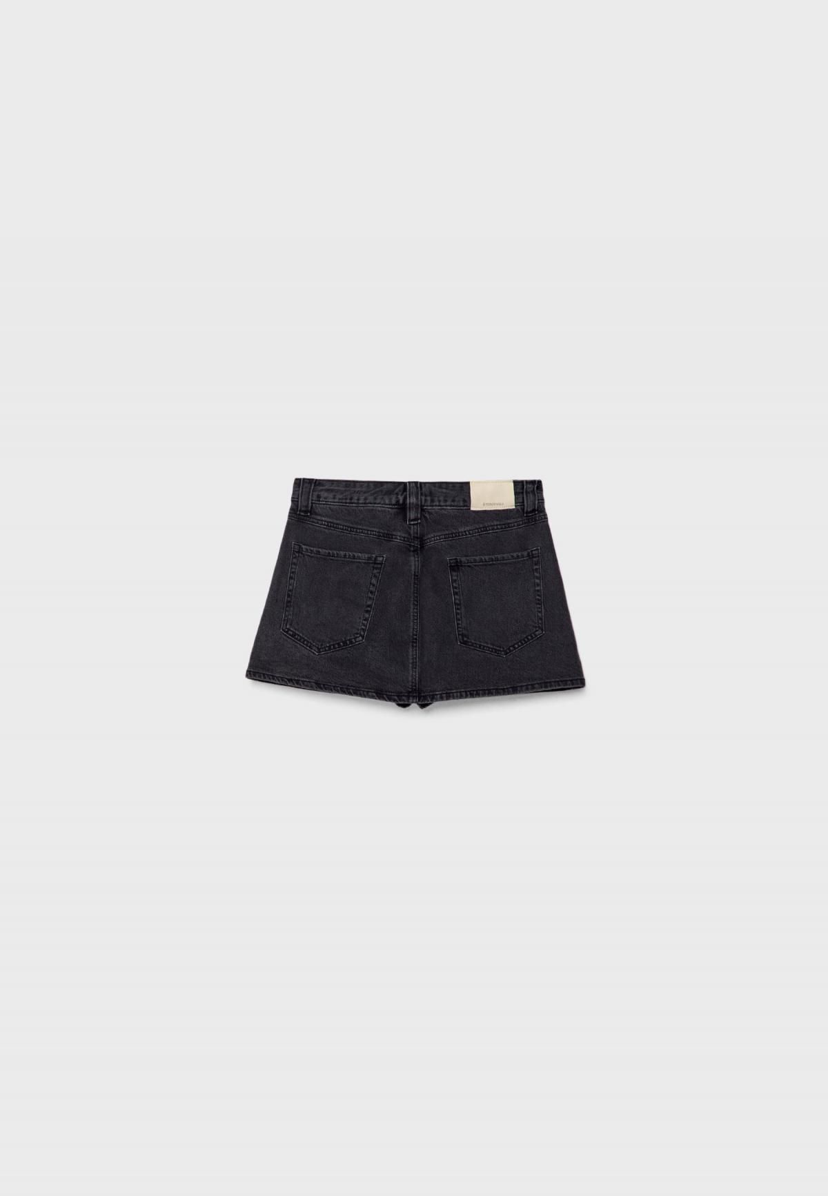 스트라디바리우스 트렌디 데님 미니 스커트 팬츠 1283/979 BLACK DENIM WASH - 상세 이미지 2