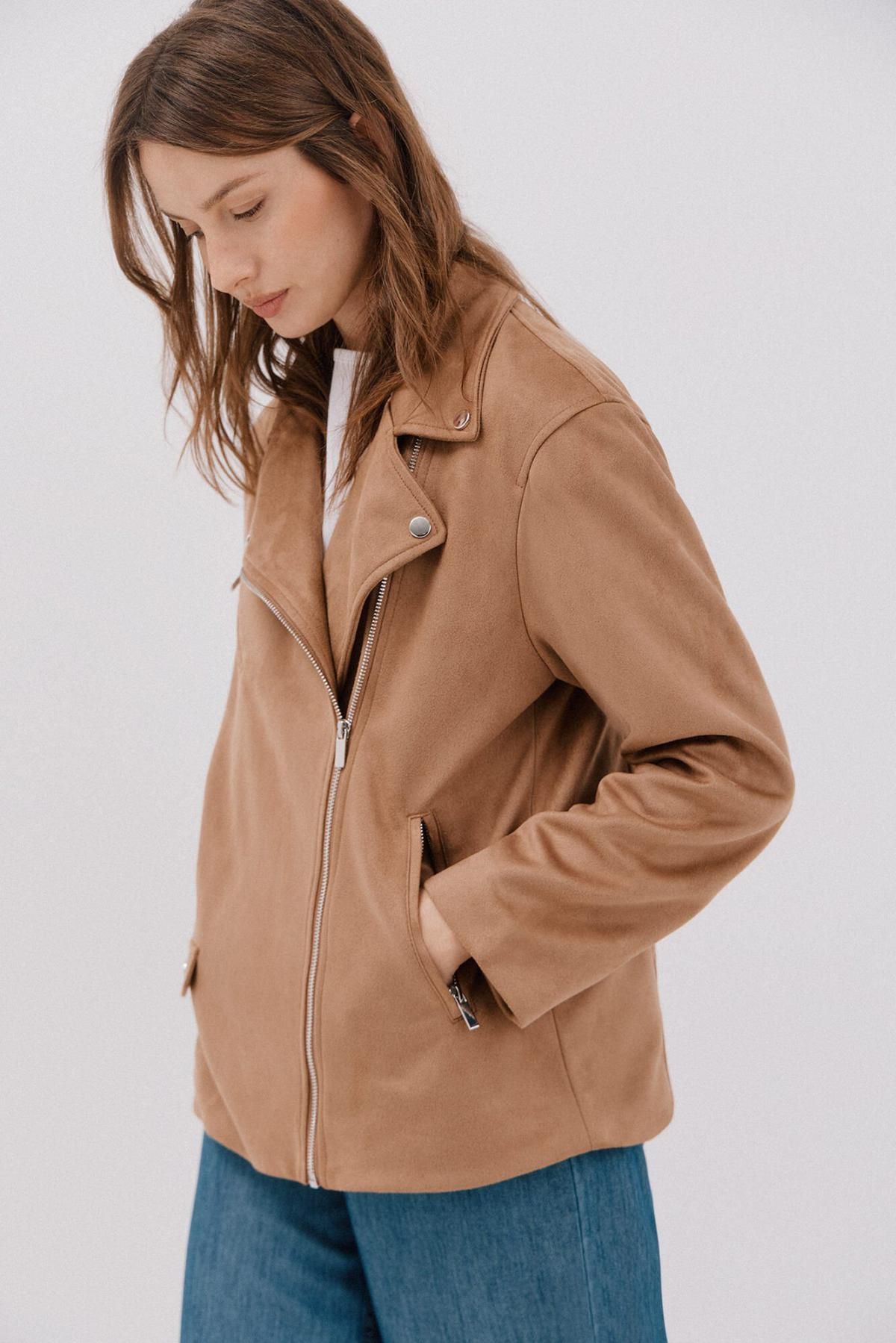 꼬르떼피엘 테크니컬 스웨이드 바이커 롱 재킷 6612731 BEIGE - 상품 이미지